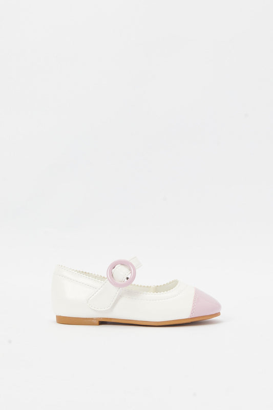 Redtag-White-Velcro-Ballerina-Category:Shoes,-Colour:White,-Deals:New-In,-Filter:Girls-Footwear-(3-to-5-Yrs),-GIR-Shoes,-N/A,-New-In-GIR-FOO,-Non-Sale,-S23B,-Section:Girls-(0-to-14Yrs)-Girls-3 to 5 Years