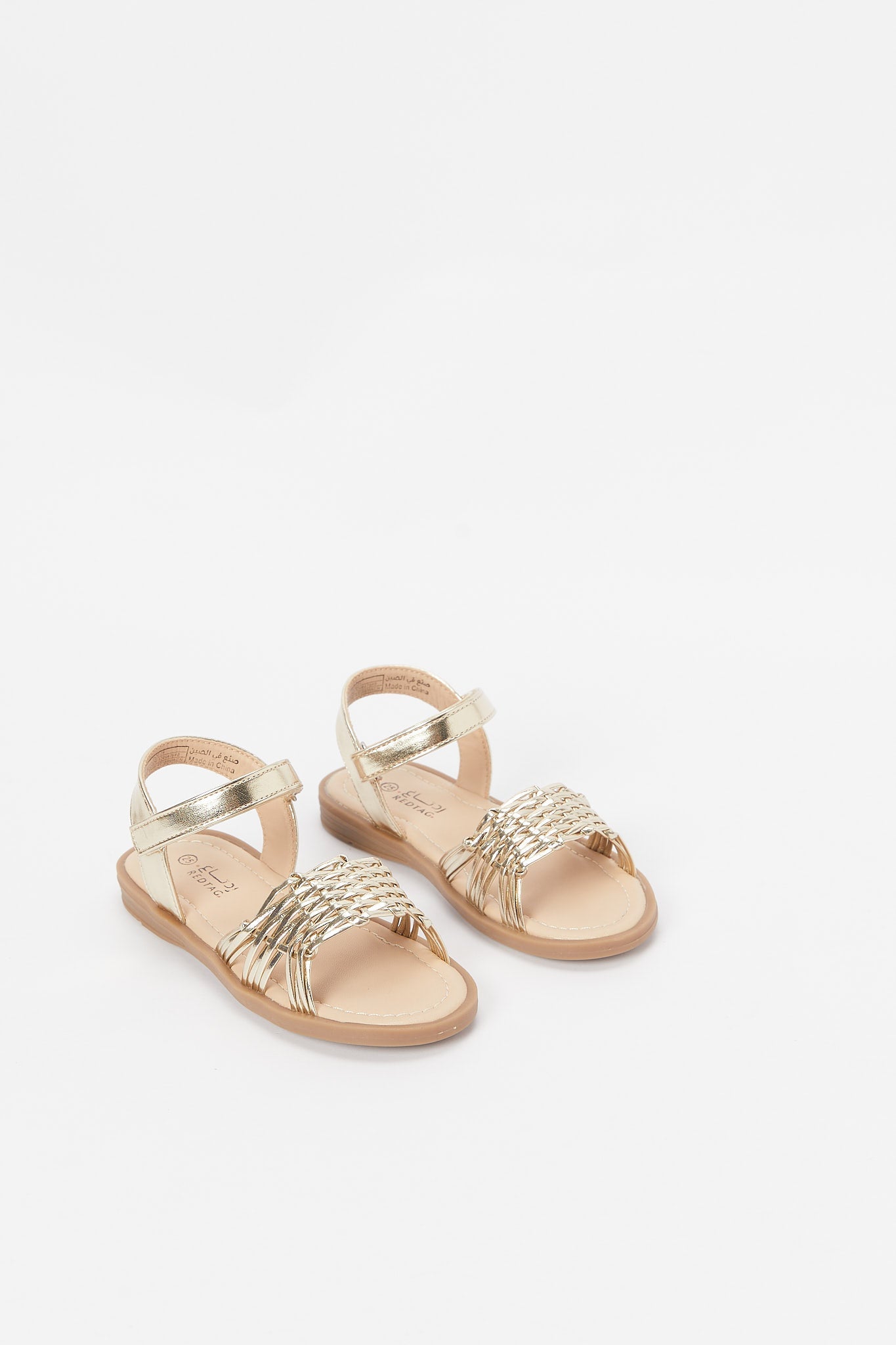 Redtag-Gold-Braided-Strap-Sandal-Category:Shoes,-Colour:Gold,-Deals:New-In,-Event:RMD,-Filter:Girls-Footwear-(3-to-5-Yrs),-GIR-Sandals,-H1:FOO,-H2:GIR,-H3:SAF,-H4:SAN,-New-In-GIR-FOO,-Non-Sale,-Promo:RMD,-RMD,-S23B,-Season:S23B,-Section:Girls-(0-to-14Yrs)-Girls-3 to 5 Years