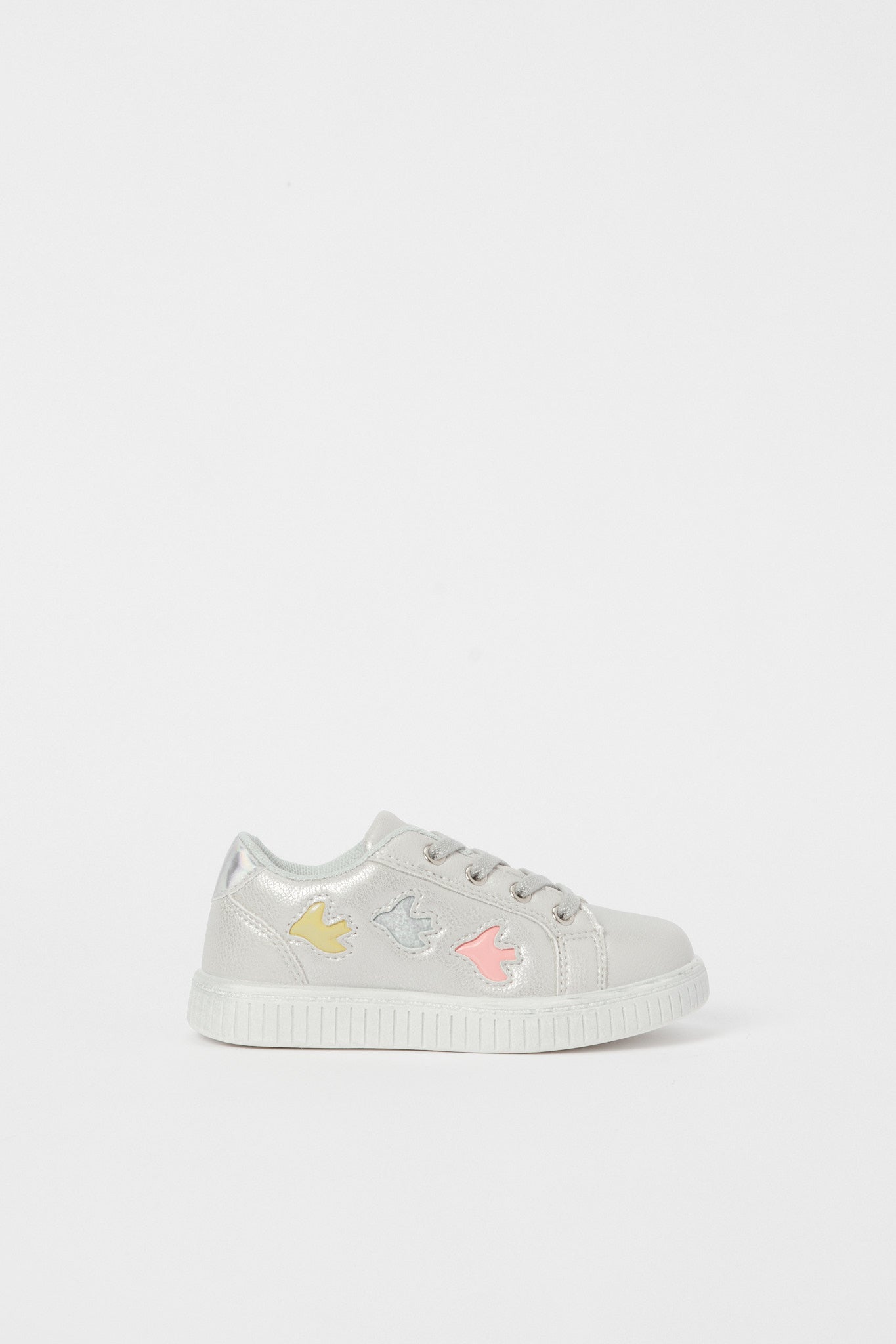 Redtag-Sliver-Lace-Up-Sneaker-Category:Shoes,-Colour:Silver,-Deals:New-In,-Filter:Girls-Footwear-(3-to-5-Yrs),-GIR-Trainers,-H1:FOO,-H2:GIR,-H3:TRN,-H4:CLT,-N/A,-New-In-GIR-FOO,-Non-Sale,-S23B,-Season:S23B,-Section:Girls-(0-to-14Yrs)-Girls-3 to 5 Years