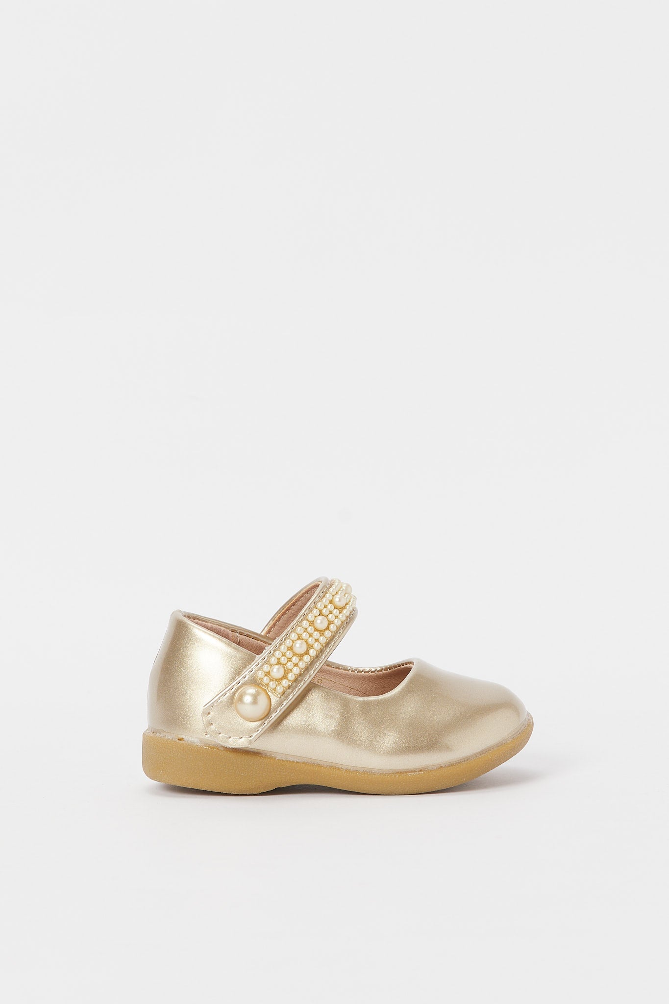 Redtag-Gold-Pearl-Trim-Ballerina-Category:Shoes,-Colour:Gold,-Deals:New-In,-Event:RMD,-Filter:Girls-Footwear-(1-to-3-Yrs),-H1:FOO,-H2:ING,-H3:SHO,-H4:CAH,-ING-Shoes,-New-In-ING-FOO,-Non-Sale,-Promo:RMD,-RMD,-S23B,-Season:S23B,-Section:Girls-(0-to-14Yrs)-Infant-Girls-1 to 3 Years