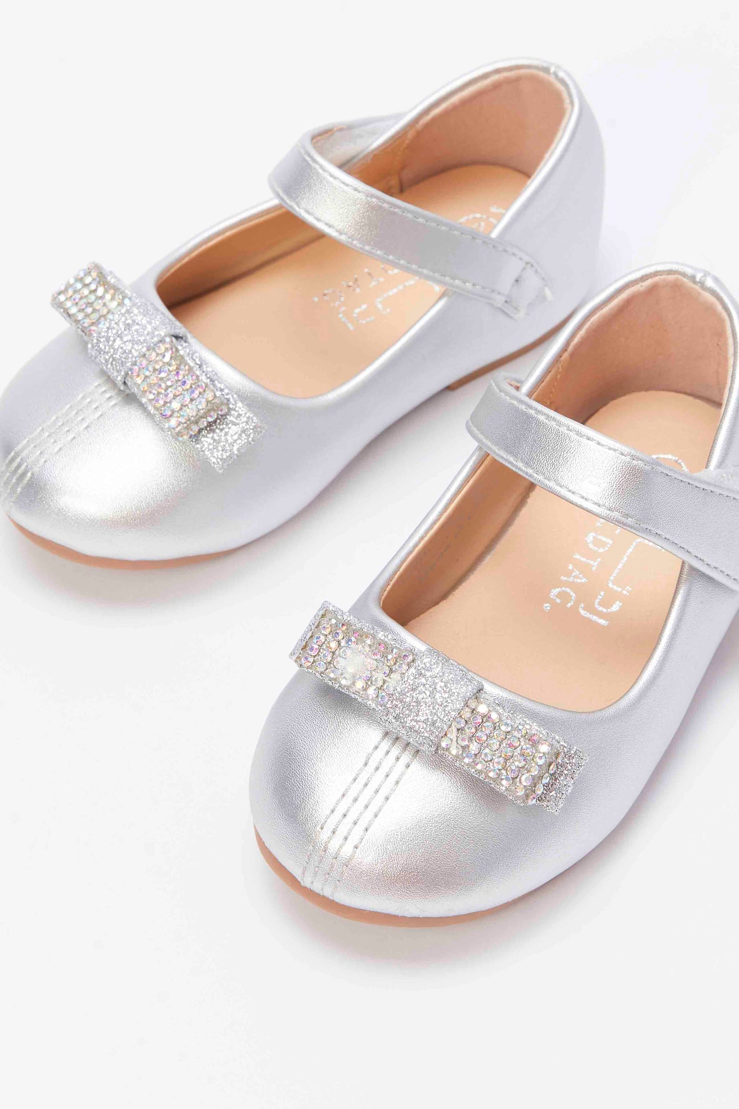 Redtag-Silver-Bow-Trim-Ballerina-Category:Shoes,-Colour:Silver,-Deals:New-In,-Filter:Girls-Footwear-(1-to-3-Yrs),-ING-Shoes,-New-In-ING-FOO,-Non-Sale,-RMD,-S23B,-Section:Girls-(0-to-14Yrs)-Infant-Girls-1 to 3 Years