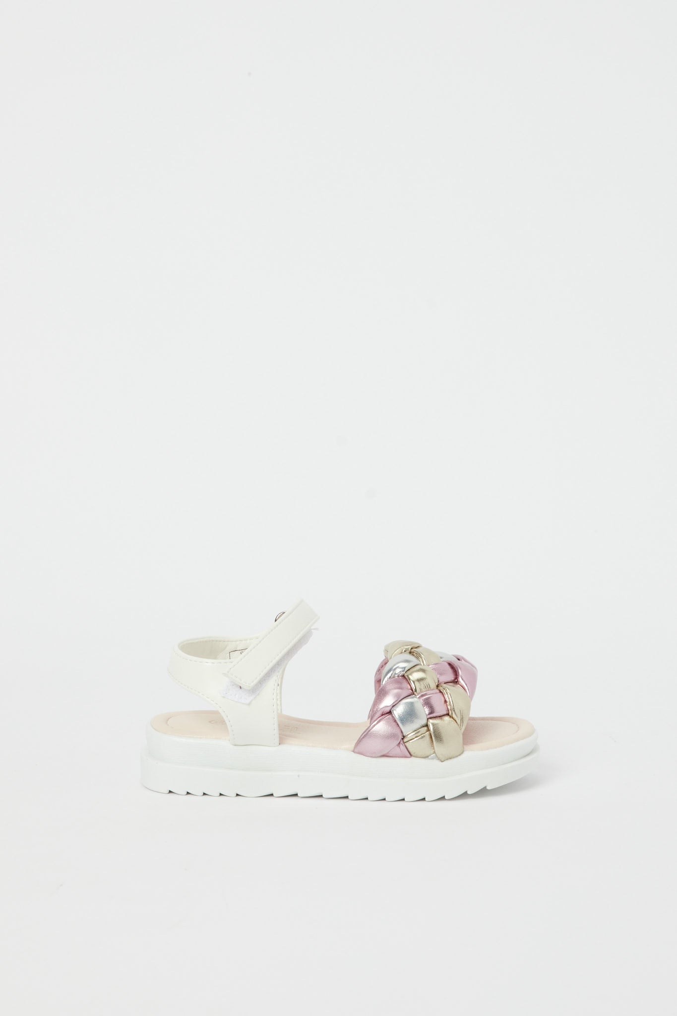 Redtag-White-Braided-Strap-Sandal-Category:Shoes,-Colour:White,-Deals:New-In,-Filter:Girls-Footwear-(3-to-5-Yrs),-GIR-Sandals,-H1:FOO,-H2:GIR,-H3:SAF,-H4:SAN,-N/A,-New-In-GIR-FOO,-Non-Sale,-RMD,-S23B,-Season:S23B,-Section:Girls-(0-to-14Yrs)-Girls-3 to 5 Years
