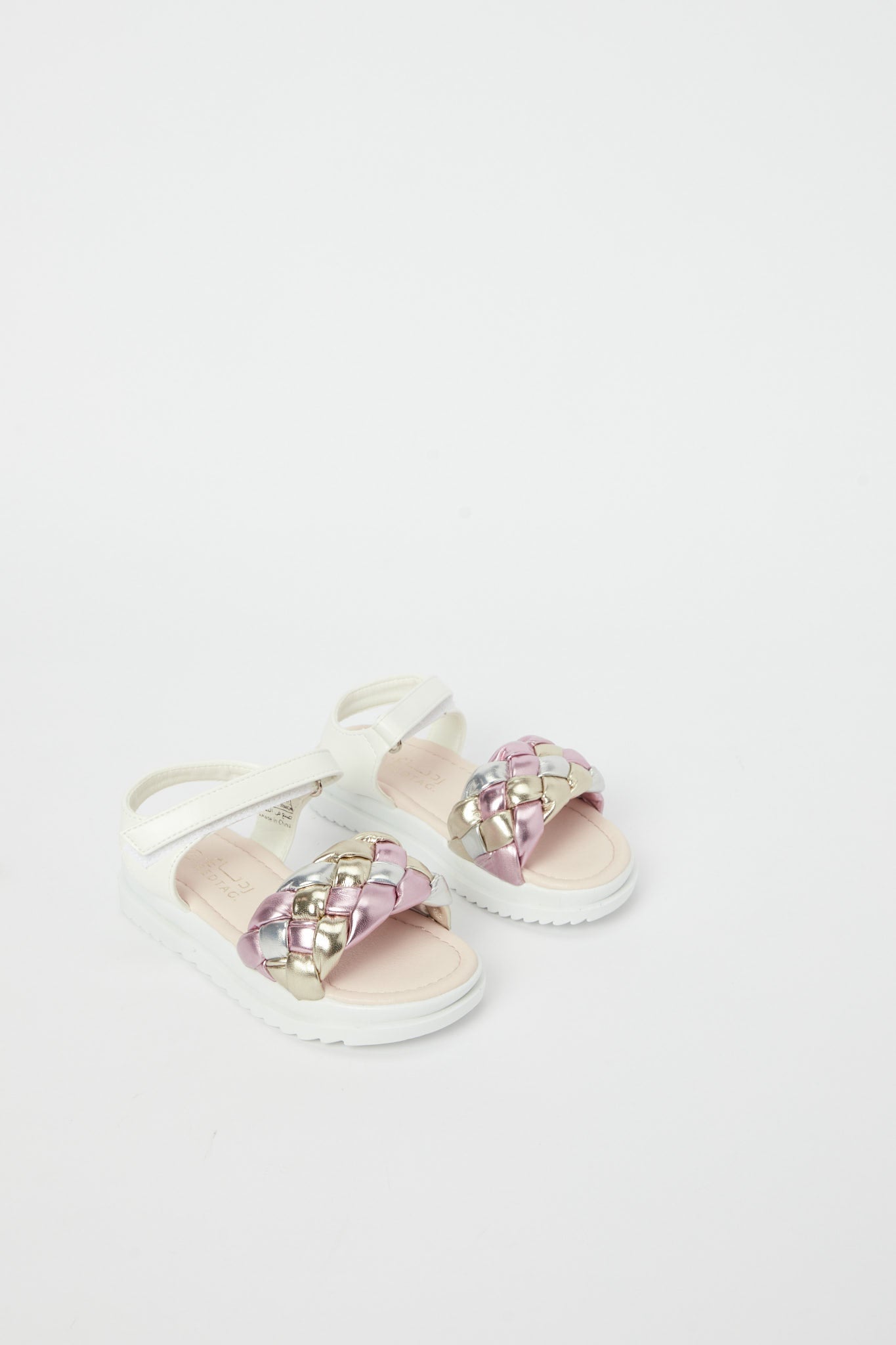 Redtag-White-Braided-Strap-Sandal-Category:Shoes,-Colour:White,-Deals:New-In,-Filter:Girls-Footwear-(3-to-5-Yrs),-GIR-Sandals,-H1:FOO,-H2:GIR,-H3:SAF,-H4:SAN,-N/A,-New-In-GIR-FOO,-Non-Sale,-RMD,-S23B,-Season:S23B,-Section:Girls-(0-to-14Yrs)-Girls-3 to 5 Years