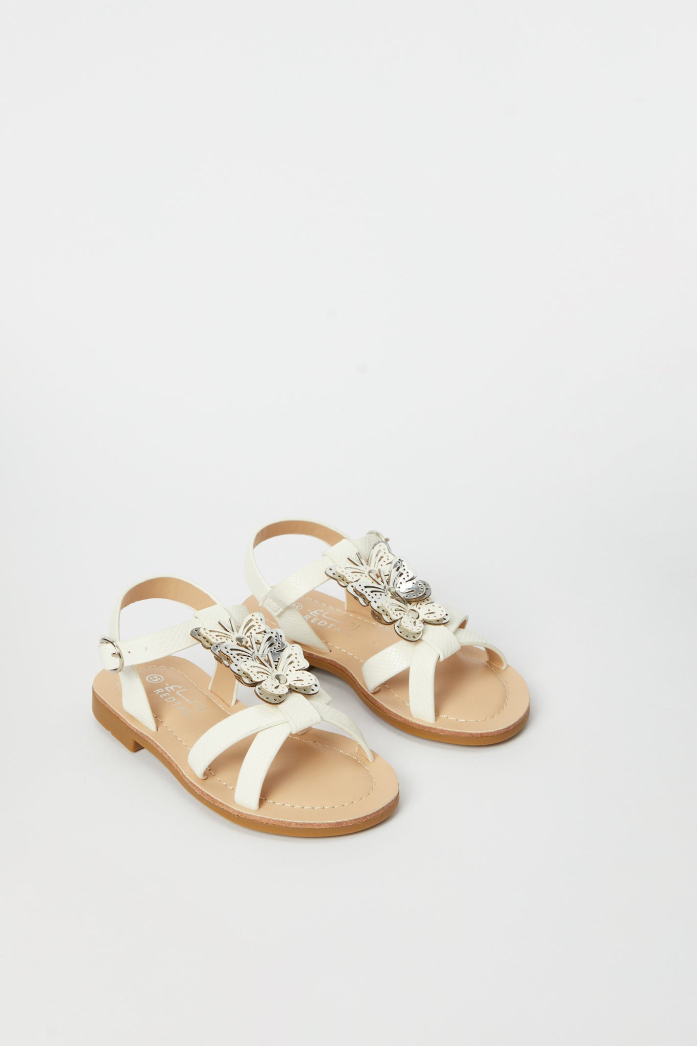Redtag-White-Butterfly-Sandal-Category:Shoes,-CHR,-Colour:White,-Deals:New-In,-Filter:Girls-Footwear-(3-to-5-Yrs),-GIR-Sandals,-H1:FOO,-H2:GIR,-H3:SAF,-H4:SAN,-New-In-GIR-FOO,-Non-Sale,-S23B,-Season:S23B,-Section:Girls-(0-to-14Yrs)-Girls-3 to 5 Years