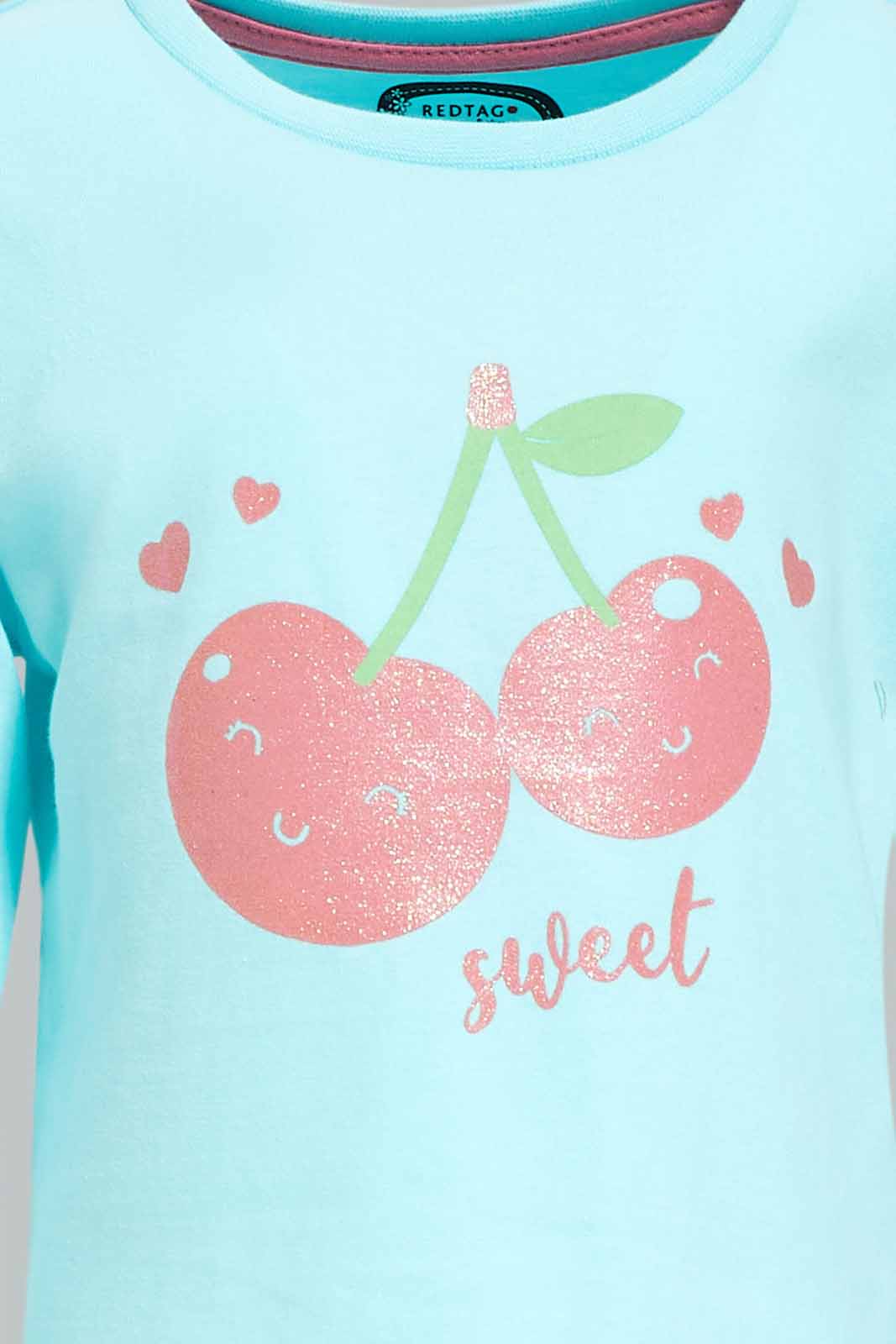 Redtag-Girls-Light-Blue-Placement-Print-Top-With-Pink-Solid-Pyjama-Category:Pyjama-Sets,-Colour:Sky-Blue,-Deals:New-In,-Dept:Girls,-Filter:Infant-Girls-(3-to-24-Mths),-ING-Pyjama-Sets,-New-In-ING-APL,-Non-Sale,-S23A,-Section:Girls-(0-to-14Yrs)-Infant-Girls-3 to 24 Months