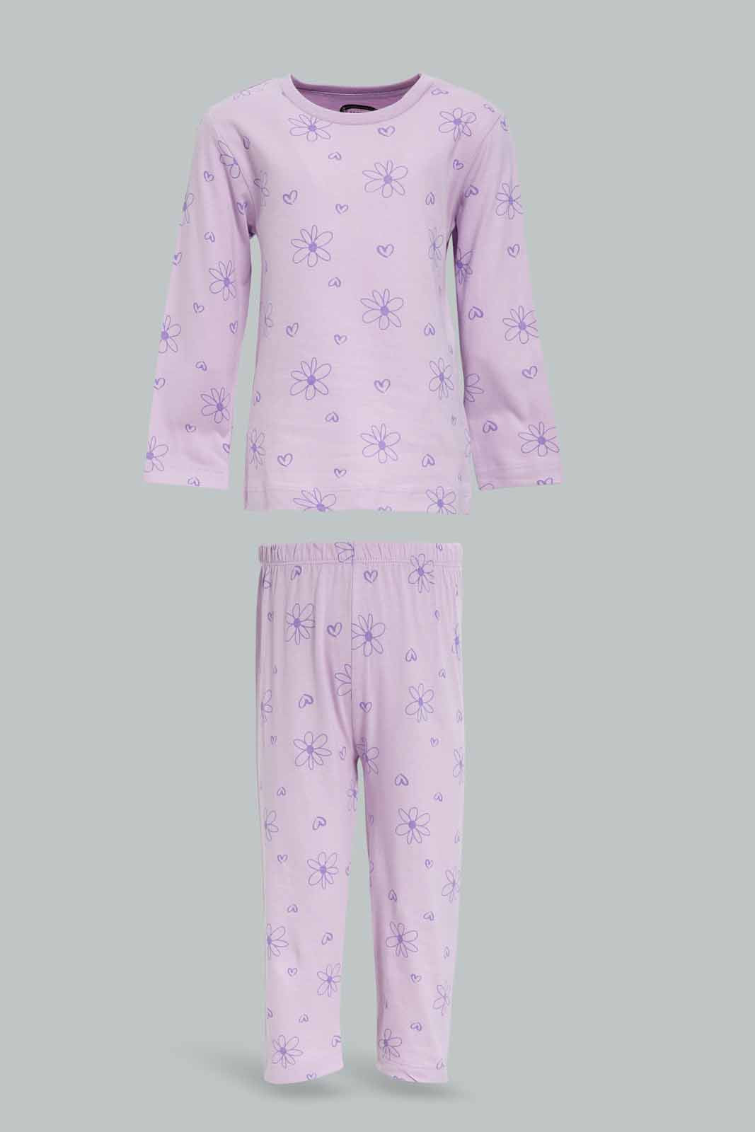 Redtag-Girls-Assorted-Lilac-And-Grey-4-Pc-Pack-Pyjama-Set-Category:Pyjama-Sets,-Colour:Assorted,-Deals:New-In,-Dept:Girls,-Filter:Infant-Girls-(3-to-24-Mths),-ING-Pyjama-Sets,-New-In-ING-APL,-Non-Sale,-S23A,-Section:Girls-(0-to-14Yrs)-Infant-Girls-3 to 24 Months