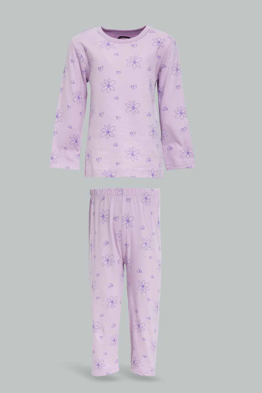 Redtag-Girls-Assorted-Lilac-And-Grey-4-Pc-Pack-Pyjama-Set-Category:Pyjama-Sets,-Colour:Assorted,-Deals:New-In,-Dept:Girls,-Filter:Infant-Girls-(3-to-24-Mths),-ING-Pyjama-Sets,-New-In-ING-APL,-Non-Sale,-S23A,-Section:Girls-(0-to-14Yrs)-Infant-Girls-3 to 24 Months