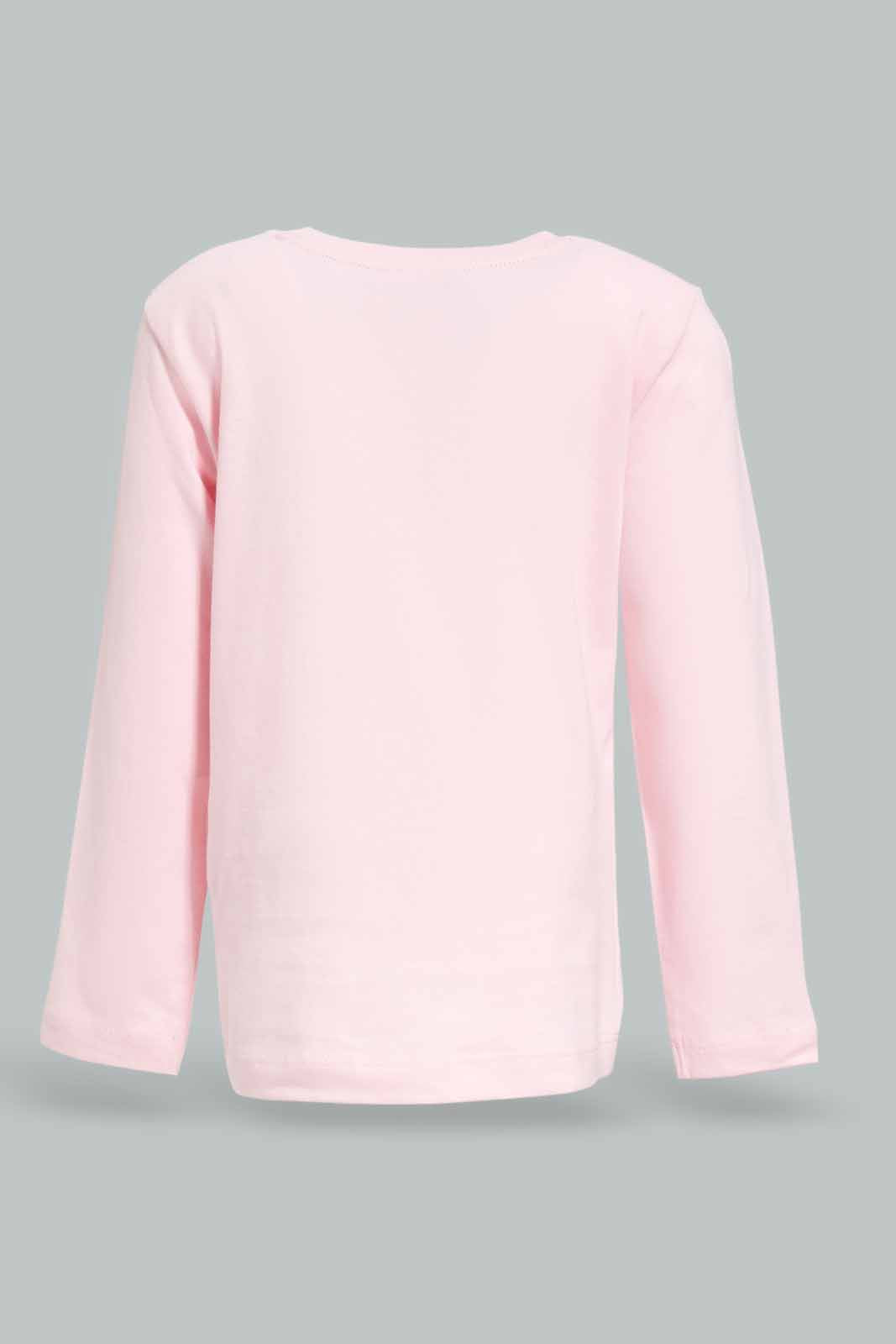 Redtag-Girls-Pink-Placement-Print-Pyjama-Set-Category:Pyjama-Sets,-Colour:Apricot,-Deals:New-In,-Dept:Girls,-Filter:Infant-Girls-(3-to-24-Mths),-ING-Pyjama-Sets,-New-In-ING-APL,-Non-Sale,-S23A,-Section:Girls-(0-to-14Yrs)-Infant-Girls-3 to 24 Months