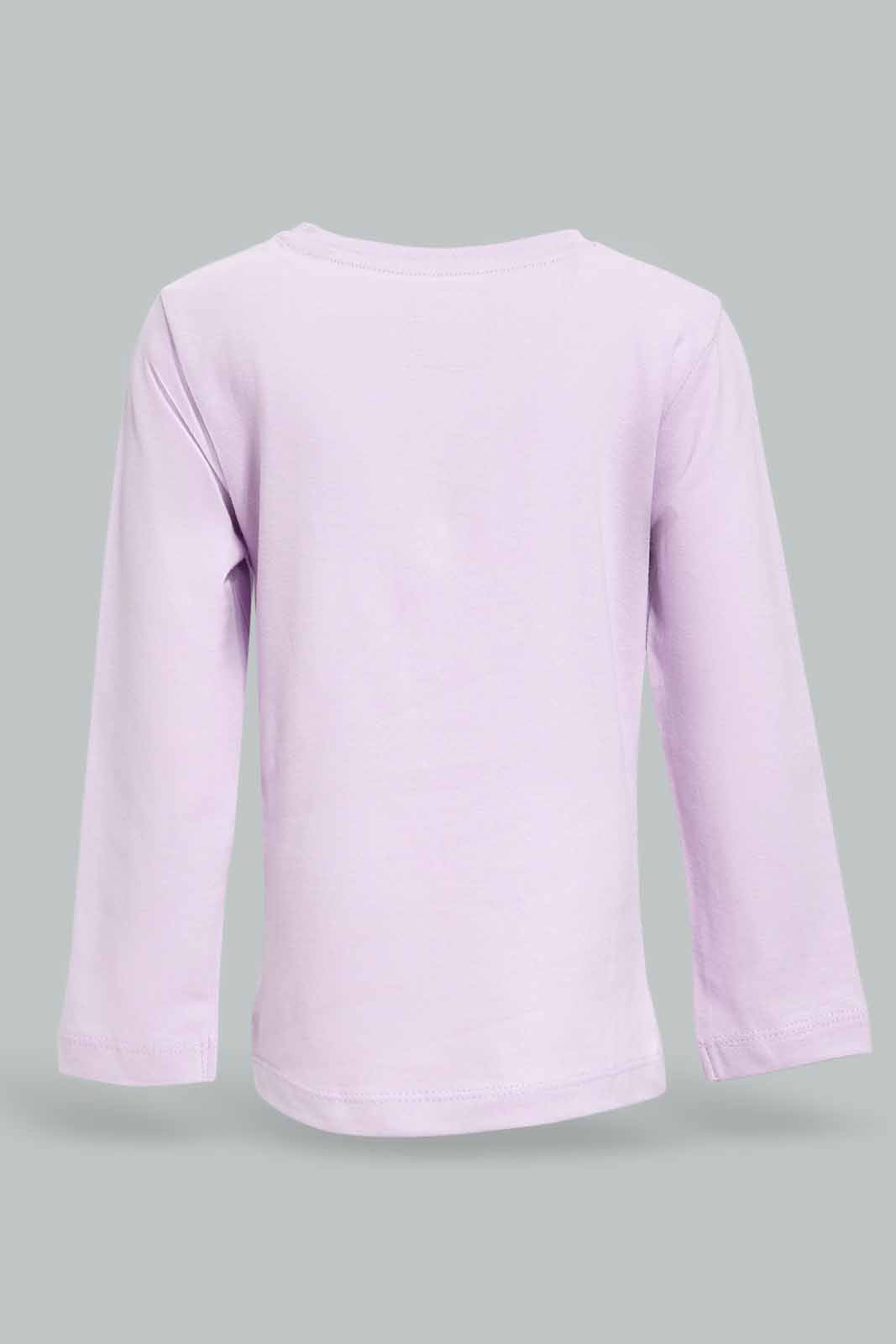 Redtag-Girls-Lilac-Placement-Print-Top-With-Peach-Solid-Pyjama-Category:Pyjama-Sets,-Colour:Lilac,-Deals:New-In,-Dept:Girls,-Filter:Infant-Girls-(3-to-24-Mths),-ING-Pyjama-Sets,-New-In-ING-APL,-Non-Sale,-S23A,-Section:Girls-(0-to-14Yrs)-Infant-Girls-3 to 24 Months