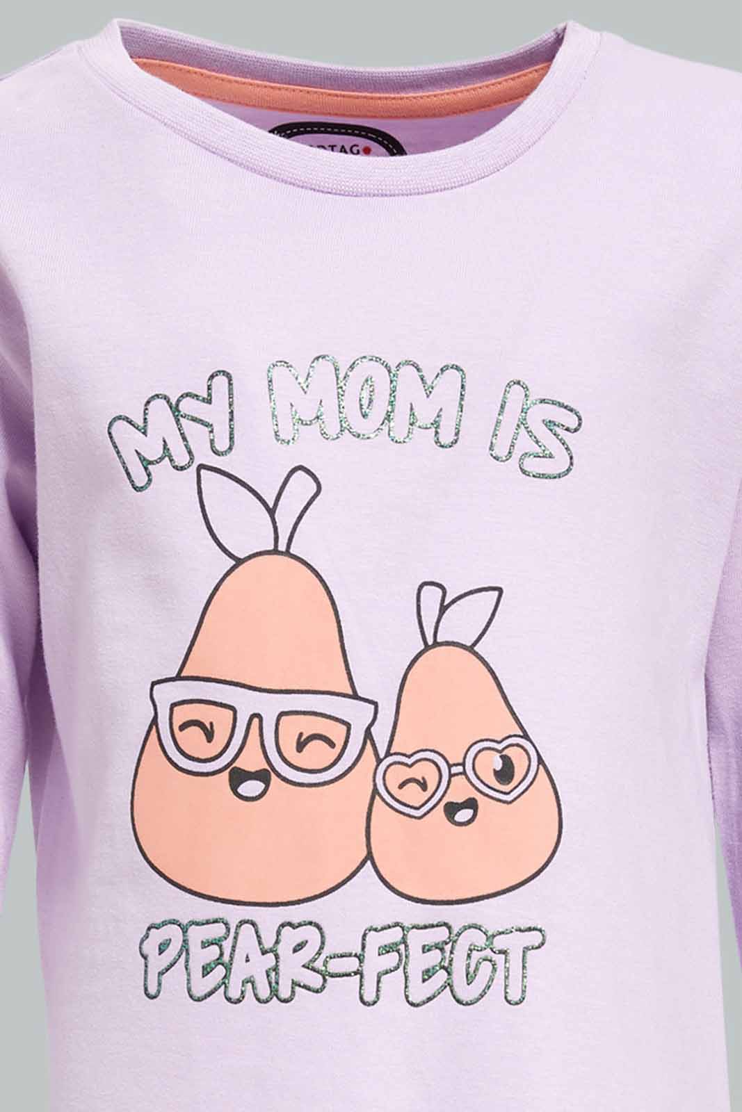Redtag-Girls-Lilac-Placement-Print-Top-With-Peach-Solid-Pyjama-Category:Pyjama-Sets,-Colour:Lilac,-Deals:New-In,-Dept:Girls,-Filter:Infant-Girls-(3-to-24-Mths),-ING-Pyjama-Sets,-New-In-ING-APL,-Non-Sale,-S23A,-Section:Girls-(0-to-14Yrs)-Infant-Girls-3 to 24 Months