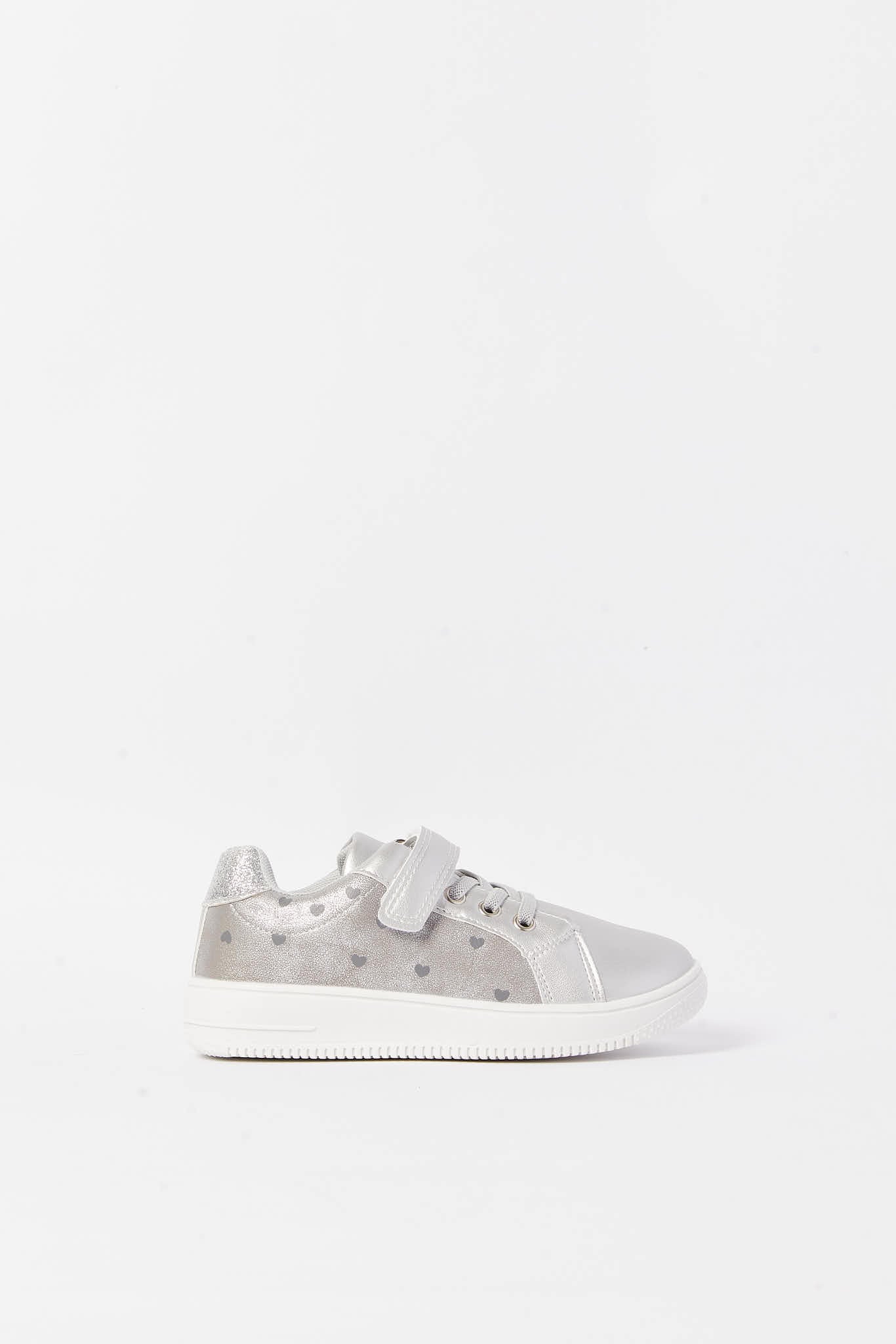 Redtag-Silver-Star-Trim-Sneaker-Category:Shoes,-Colour:Silver,-Deals:New-In,-Filter:Girls-Footwear-(3-to-5-Yrs),-GIR-Trainers,-N/A,-New-In-GIR-FOO,-Non-Sale,-S23A,-Section:Girls-(0-to-14Yrs)-Girls-3 to 5 Years