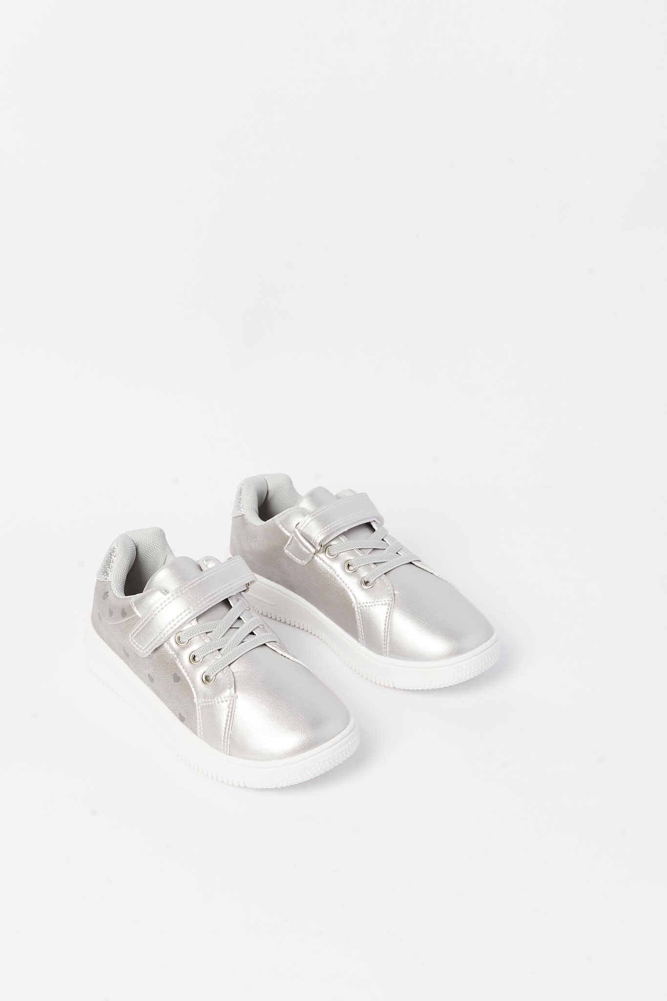 Redtag-Silver-Star-Trim-Sneaker-Category:Shoes,-Colour:Silver,-Deals:New-In,-Filter:Girls-Footwear-(3-to-5-Yrs),-GIR-Trainers,-N/A,-New-In-GIR-FOO,-Non-Sale,-S23A,-Section:Girls-(0-to-14Yrs)-Girls-3 to 5 Years