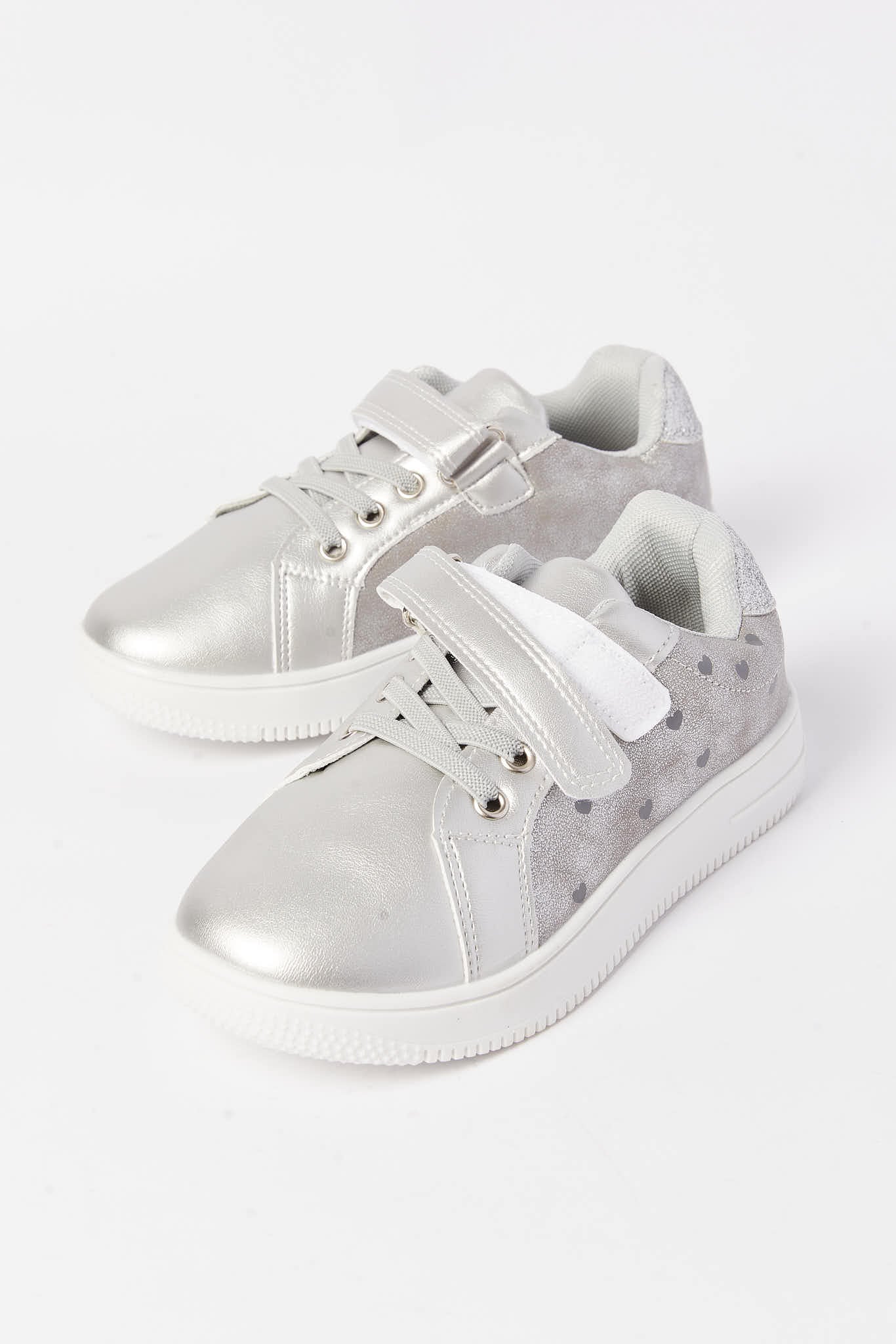 Redtag-Silver-Star-Trim-Sneaker-Category:Shoes,-Colour:Silver,-Deals:New-In,-Filter:Girls-Footwear-(3-to-5-Yrs),-GIR-Trainers,-N/A,-New-In-GIR-FOO,-Non-Sale,-S23A,-Section:Girls-(0-to-14Yrs)-Girls-3 to 5 Years