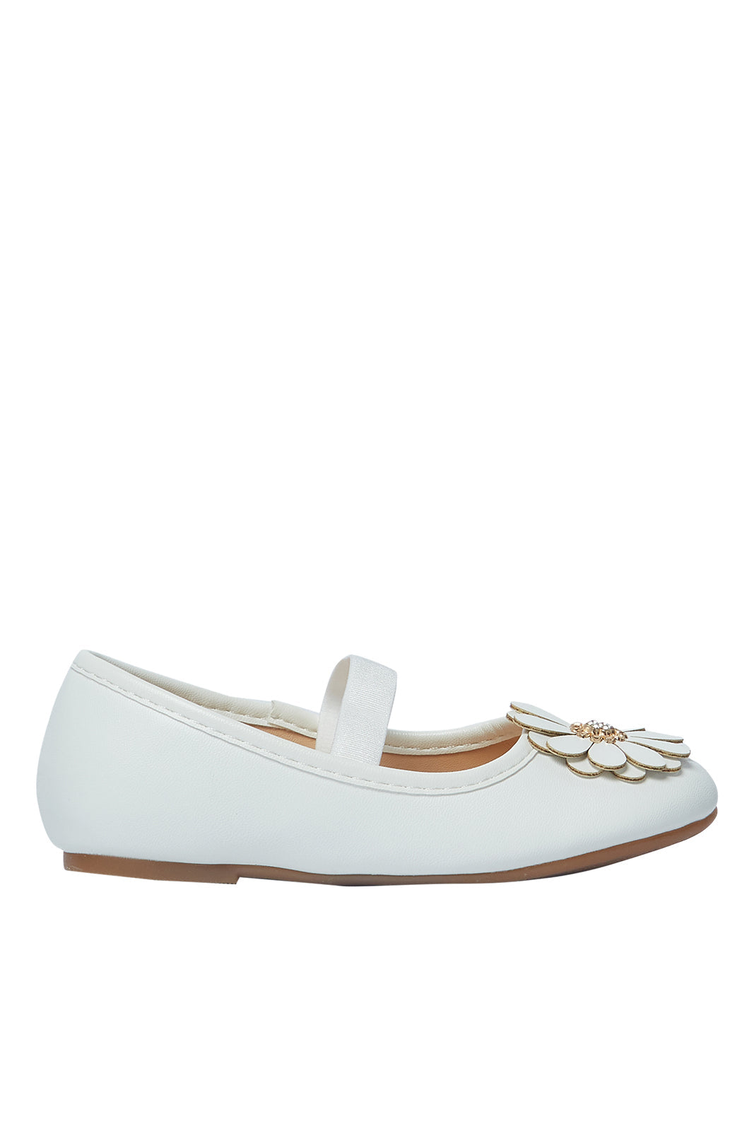 Redtag-White-Floral-Trim-Ballerina-Category:Shoes,-Colour:White,-Deals:New-In,-Filter:Girls-Footwear-(3-to-5-Yrs),-GIR-Shoes,-N/A,-New-In-GIR-FOO,-Non-Sale,-S23A,-Section:Girls-(0-to-14Yrs)-Girls-3 to 5 Years