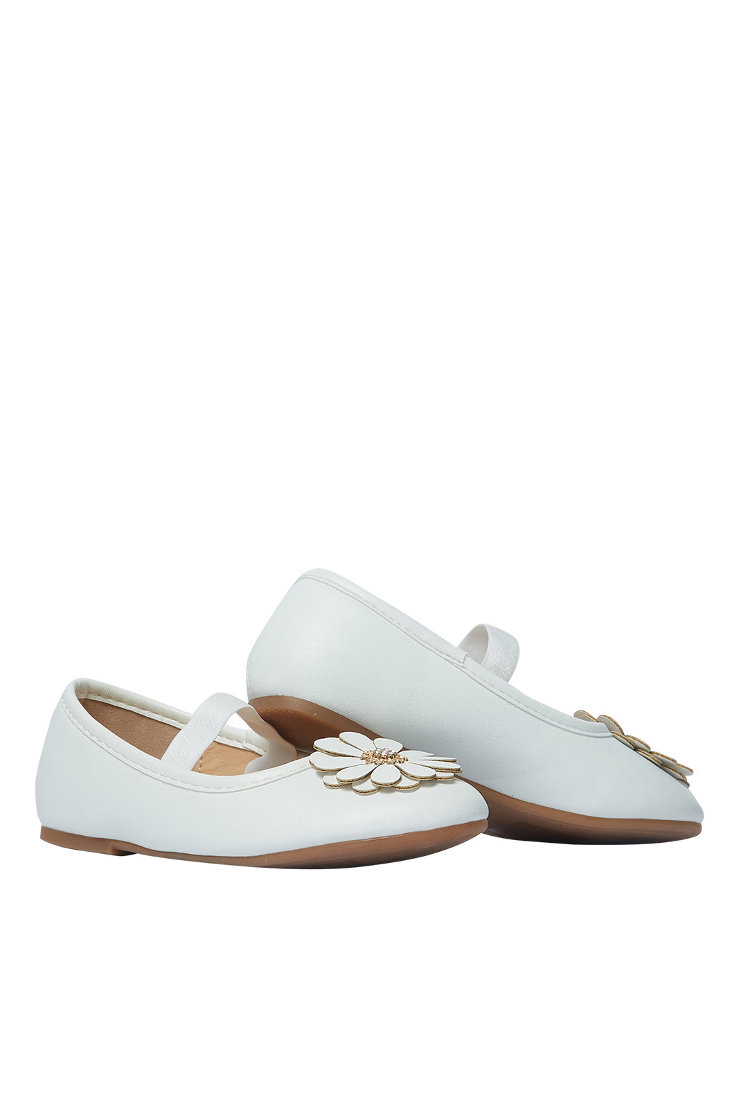 Redtag-White-Floral-Trim-Ballerina-Category:Shoes,-Colour:White,-Deals:New-In,-Filter:Girls-Footwear-(3-to-5-Yrs),-GIR-Shoes,-N/A,-New-In-GIR-FOO,-Non-Sale,-S23A,-Section:Girls-(0-to-14Yrs)-Girls-3 to 5 Years