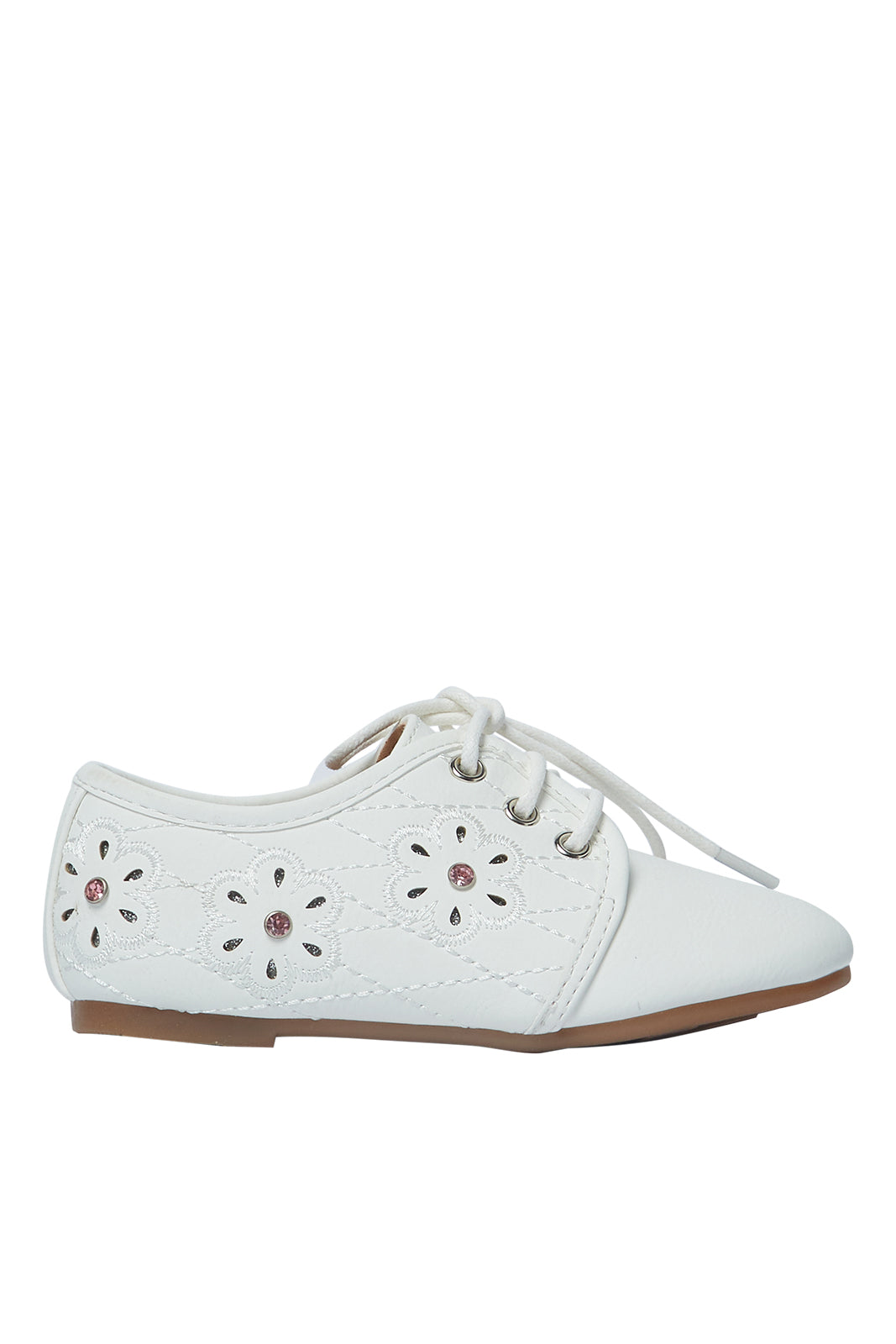 Redtag-White-Floral-Brogue-Category:Shoes,-Colour:White,-Deals:New-In,-Filter:Girls-Footwear-(3-to-5-Yrs),-GIR-Shoes,-N/A,-New-In-GIR-FOO,-Non-Sale,-S23A,-Section:Girls-(0-to-14Yrs)-Girls-3 to 5 Years