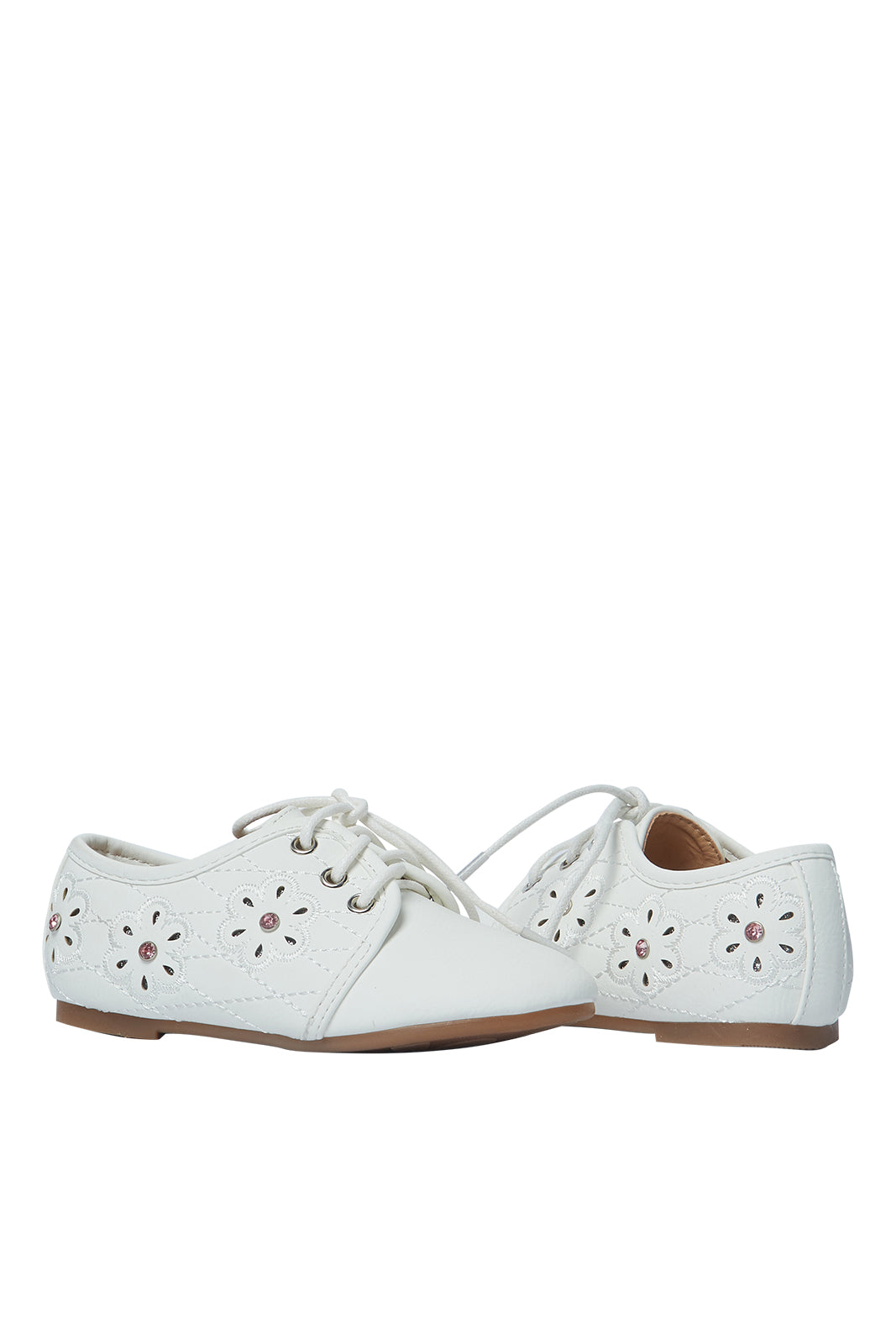 Redtag-White-Floral-Brogue-Category:Shoes,-Colour:White,-Deals:New-In,-Filter:Girls-Footwear-(3-to-5-Yrs),-GIR-Shoes,-N/A,-New-In-GIR-FOO,-Non-Sale,-S23A,-Section:Girls-(0-to-14Yrs)-Girls-3 to 5 Years