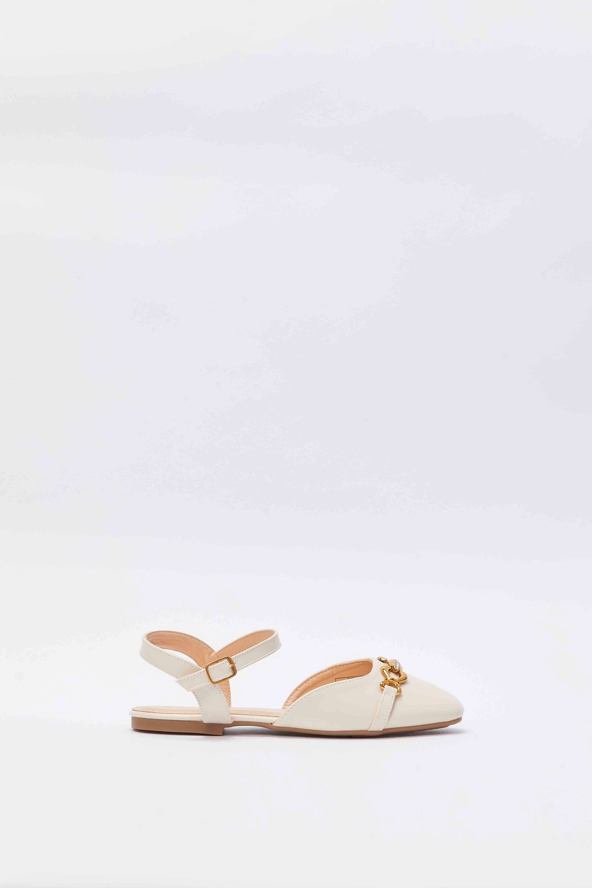 Redtag-Beige-Buckle-Trim-Ballerina-Category:Shoes,-Colour:Beige,-Deals:New-In,-Filter:Girls-Footwear-(5-to-14-Yrs),-GSR-Shoes,-N/A,-New-In-GSR-FOO,-Non-Sale,-S23A,-Section:Girls-(0-to-14Yrs)-Senior-Girls-5 to 14 Years