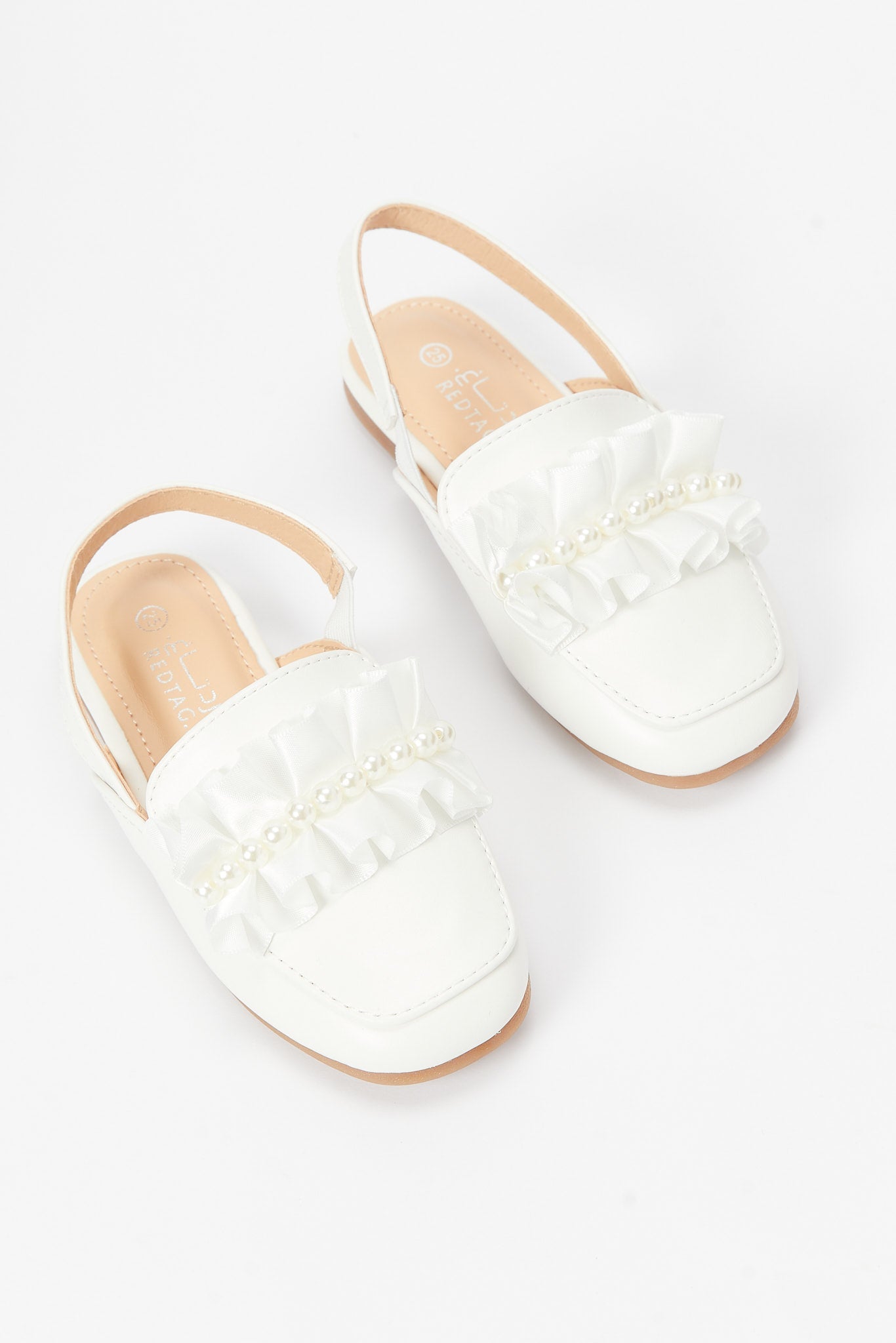 Redtag-White-Pearl-Trim-Mule-Category:Shoes,-Colour:White,-Deals:New-In,-Filter:Girls-Footwear-(3-to-5-Yrs),-GIR-Shoes,-N/A,-New-In-GIR-FOO,-Non-Sale,-S23B,-Section:Girls-(0-to-14Yrs)-Girls-3 to 5 Years