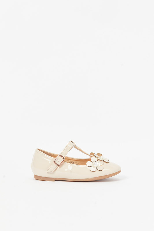 Redtag-Beige-Floral-Ballerina-Category:Shoes,-Colour:Beige,-Deals:New-In,-Filter:Girls-Footwear-(3-to-5-Yrs),-GIR-Shoes,-N/A,-New-In-GIR-FOO,-Non-Sale,-S23B,-Section:Girls-(0-to-14Yrs)-Girls-3 to 5 Years