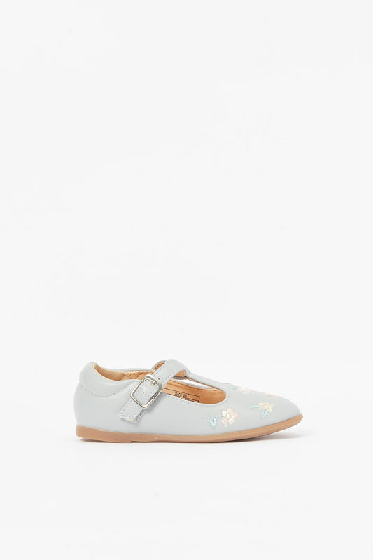 Redtag-Grey-Floral-Ballerina-Category:Shoes,-Colour:Grey,-Deals:New-In,-Filter:Girls-Footwear-(3-to-5-Yrs),-GIR-Shoes,-N/A,-New-In-GIR-FOO,-Non-Sale,-S23B,-Section:Girls-(0-to-14Yrs)-Girls-3 to 5 Years