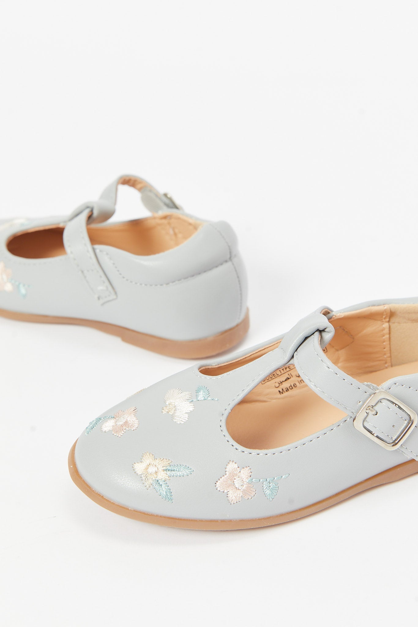 Redtag-Grey-Floral-Ballerina-Category:Shoes,-Colour:Grey,-Deals:New-In,-Filter:Girls-Footwear-(3-to-5-Yrs),-GIR-Shoes,-N/A,-New-In-GIR-FOO,-Non-Sale,-S23B,-Section:Girls-(0-to-14Yrs)-Girls-3 to 5 Years