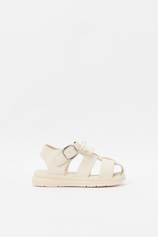 Redtag-Beige-Pearl-Detail-Chunky-Sandal-Category:Shoes,-Colour:Beige,-Deals:New-In,-Filter:Girls-Footwear-(3-to-5-Yrs),-GIR-Sandals,-N/A,-New-In-GIR-FOO,-Non-Sale,-S23B,-Section:Girls-(0-to-14Yrs)-Girls-3 to 5 Years