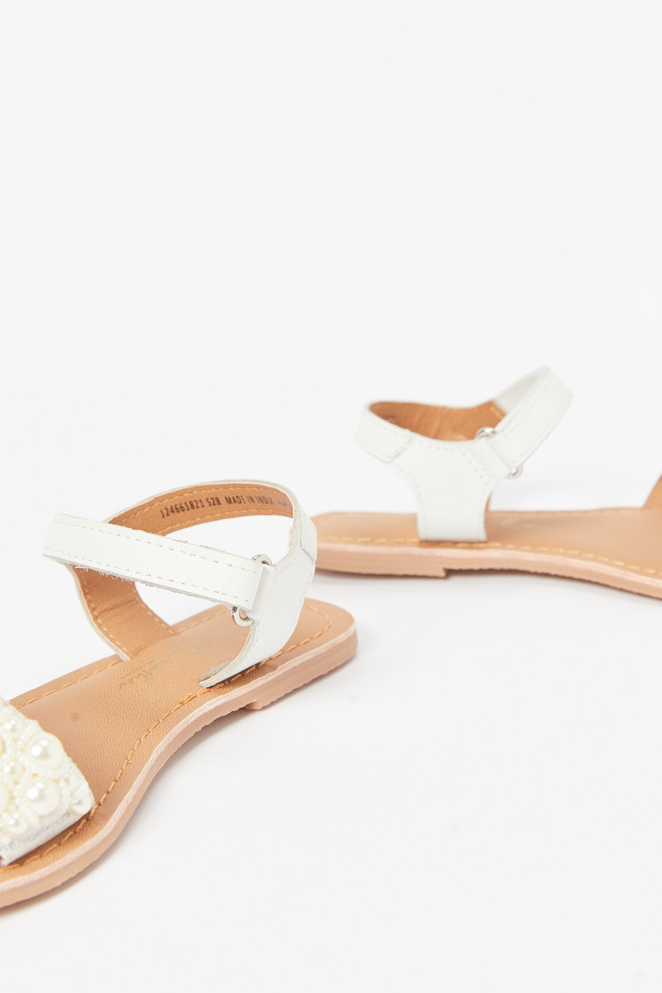 Redtag-White-Pearl-Festive-Look-Leather-Sandal(Repeat)-Category:Shoes,-Colour:White,-Deals:New-In,-Filter:Girls-Footwear-(3-to-5-Yrs),-GIR-Sandals,-New-In-GIR-FOO,-Non-Sale,-RMD,-S23B,-Section:Girls-(0-to-14Yrs)-Girls-3 to 5 Years