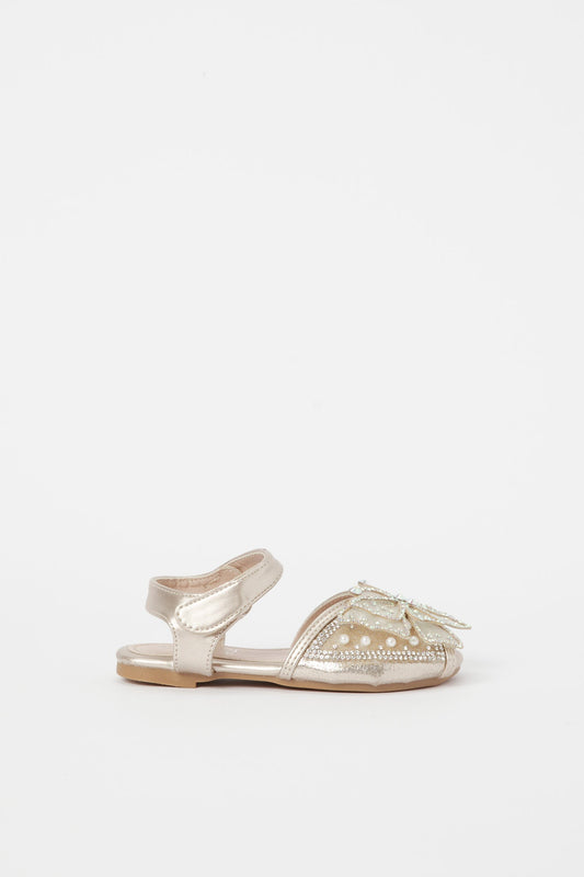 Redtag-Gold-Bow-Sandal-Category:Shoes,-Colour:Gold,-Deals:New-In,-Event:,-Filter:Girls-Footwear-(3-to-5-Yrs),-GIR-Sandals,-H1:FOO,-H2:GIR,-H3:SAF,-H4:SAN,-New-In-GIR-FOO,-Non-Sale,-Promo:,-RMD,-S23B,-Season:S23B,-Section:Girls-(0-to-14Yrs)-Girls-3 to 5 Years