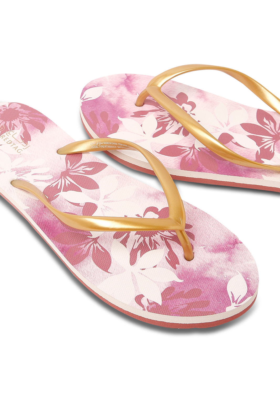 Redtag-Pink-And-Gold-Floral-Flip-Flop-Category:Shoes,-Colour:Pink,-Deals:New-In,-Filter:Women's-Footwear,-N/A,-New-In-Women-FOO,-Non-Sale,-S23A,-Section:Women,-Women-Flip-Flops-Women's-