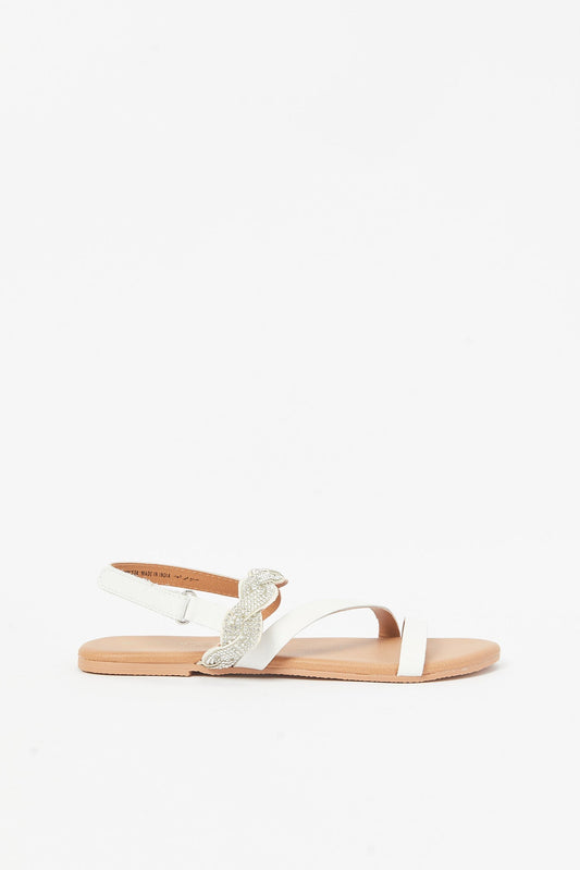 Redtag-Silver-Festive-Leather-Sandal-Category:Shoes,-Colour:Silver,-Deals:New-In,-Filter:Girls-Footwear-(5-to-14-Yrs),-GSR-Sandals,-New-In-GSR-FOO,-Non-Sale,-RMD,-S23B,-Section:Girls-(0-to-14Yrs)-Senior-Girls-5 to 14 Years