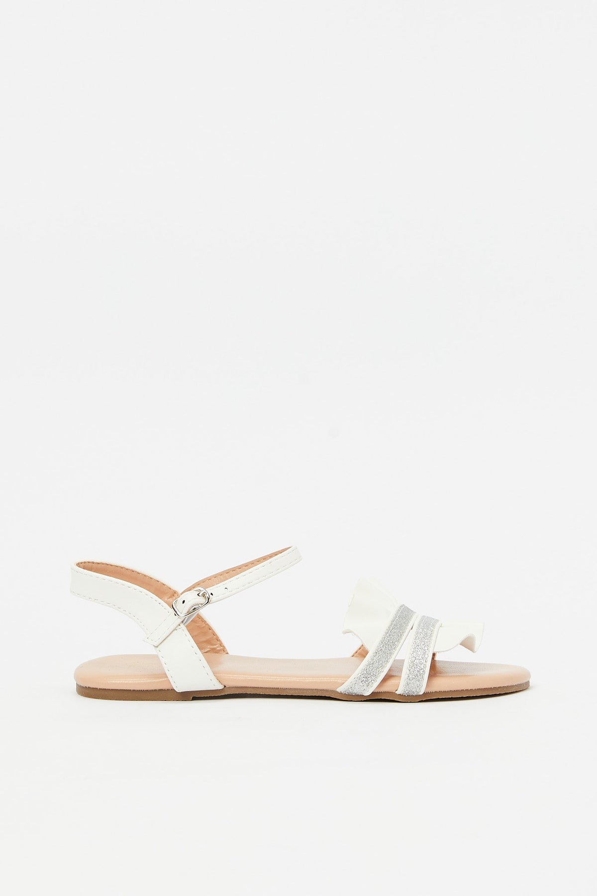 Redtag-White-Strap-Sandal-Category:Shoes,-Colour:White,-Deals:New-In,-Filter:Girls-Footwear-(5-to-14-Yrs),-GSR-Sandals,-H1:FOO,-H2:GSR,-H3:SAF,-H4:SAN,-New-In-GSR-FOO,-Non-Sale,-Promo:,-RMD,-S23B,-Season:S23B,-Section:Girls-(0-to-14Yrs)-Senior-Girls-5 to 14 Years