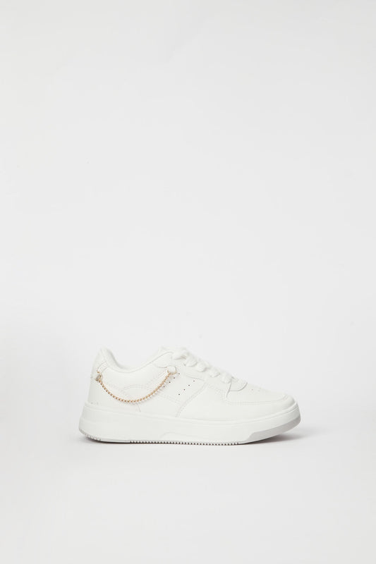 Redtag-White-China-Trim-Sneaker-Category:Shoes,-Colour:White,-Deals:New-In,-Filter:Girls-Footwear-(5-to-14-Yrs),-GSR-Trainers,-H1:FOO,-H2:GSR,-H3:TRN,-H4:CLT,-N/A,-New-In-GSR-FOO,-Non-Sale,-S23B,-Season:S23B,-Section:Girls-(0-to-14Yrs)-Senior-Girls-5 to 14 Years