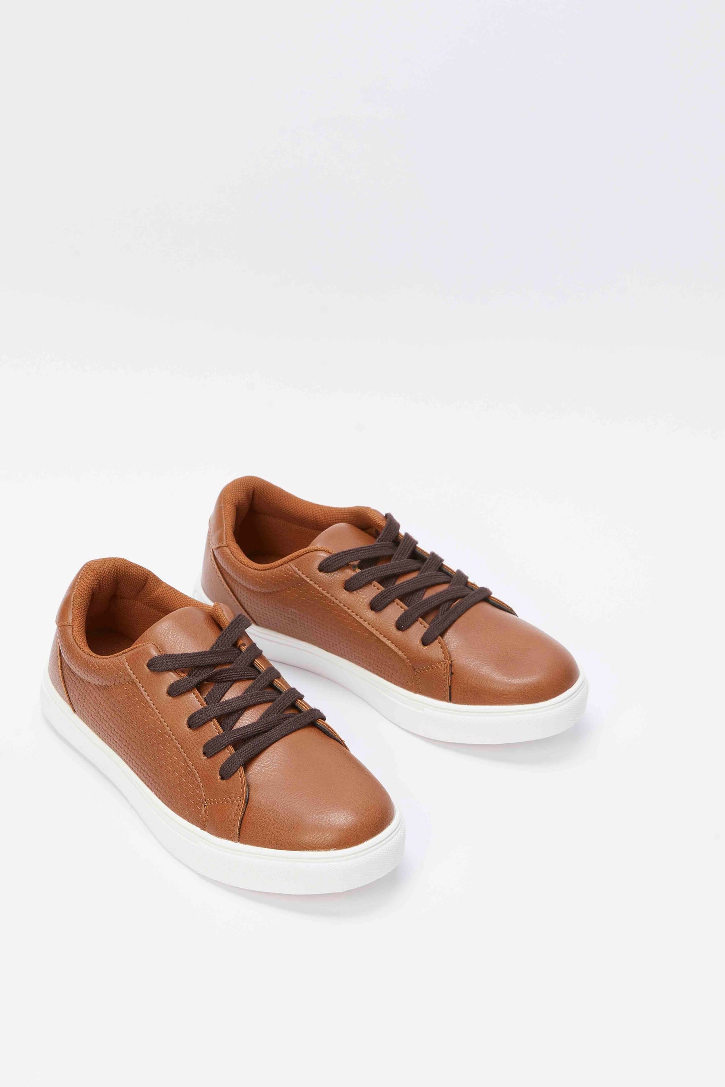 Redtag-Tan-Textured-Lace-Up-Sneaker-BSR-Shoes,-Category:Shoes,-Colour:Tan,-Deals:New-In,-Filter:Boys-Footwear-(5-to-14-Yrs),-New-In-BSR-FOO,-Non-Sale,-RMD,-S23A,-Section:Boys-(0-to-14Yrs)-Senior-Boys-5 to 14 Years