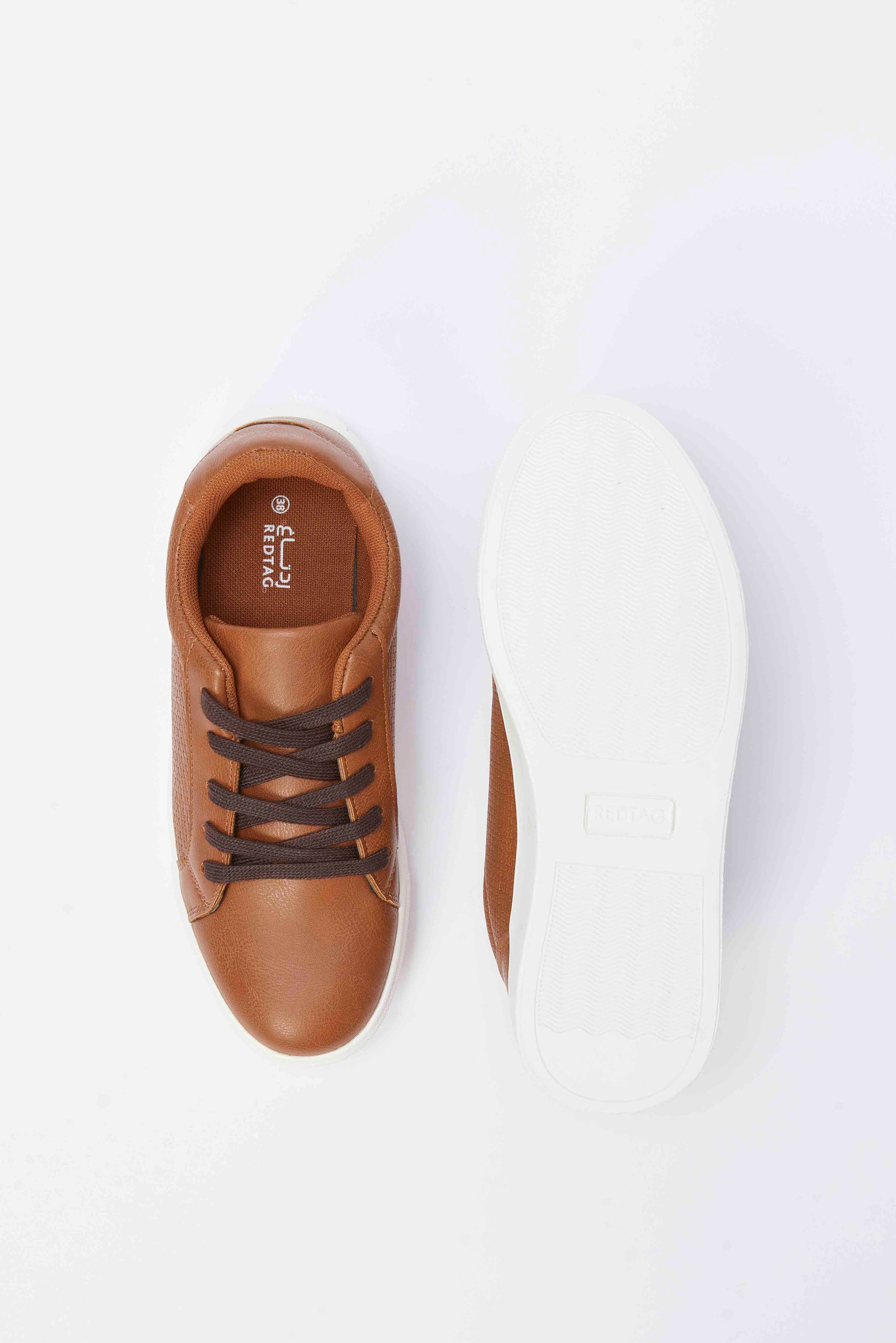 Redtag-Tan-Textured-Lace-Up-Sneaker-BSR-Shoes,-Category:Shoes,-Colour:Tan,-Deals:New-In,-Filter:Boys-Footwear-(5-to-14-Yrs),-New-In-BSR-FOO,-Non-Sale,-RMD,-S23A,-Section:Boys-(0-to-14Yrs)-Senior-Boys-5 to 14 Years