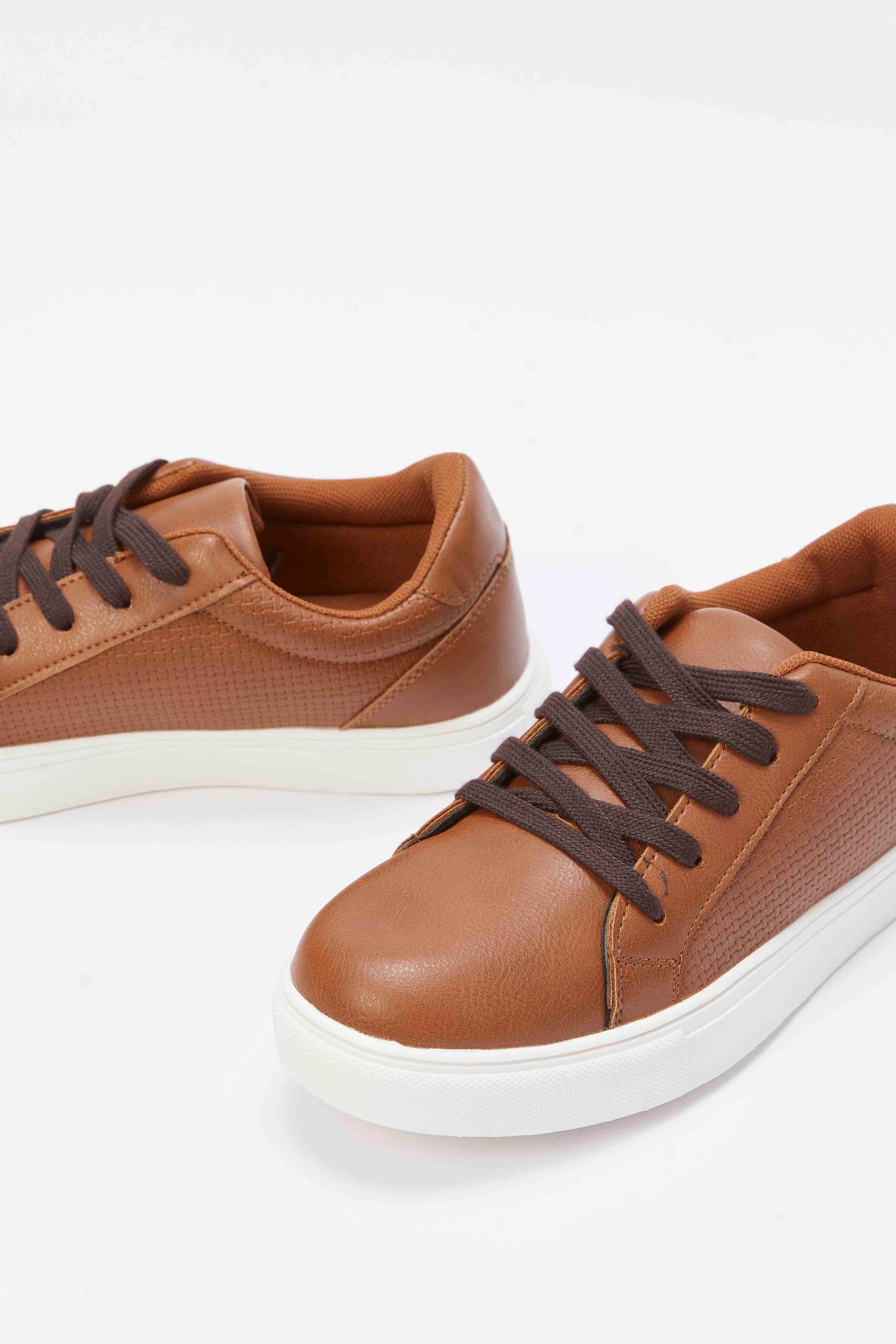 Redtag-Tan-Textured-Lace-Up-Sneaker-BSR-Shoes,-Category:Shoes,-Colour:Tan,-Deals:New-In,-Filter:Boys-Footwear-(5-to-14-Yrs),-New-In-BSR-FOO,-Non-Sale,-RMD,-S23A,-Section:Boys-(0-to-14Yrs)-Senior-Boys-5 to 14 Years