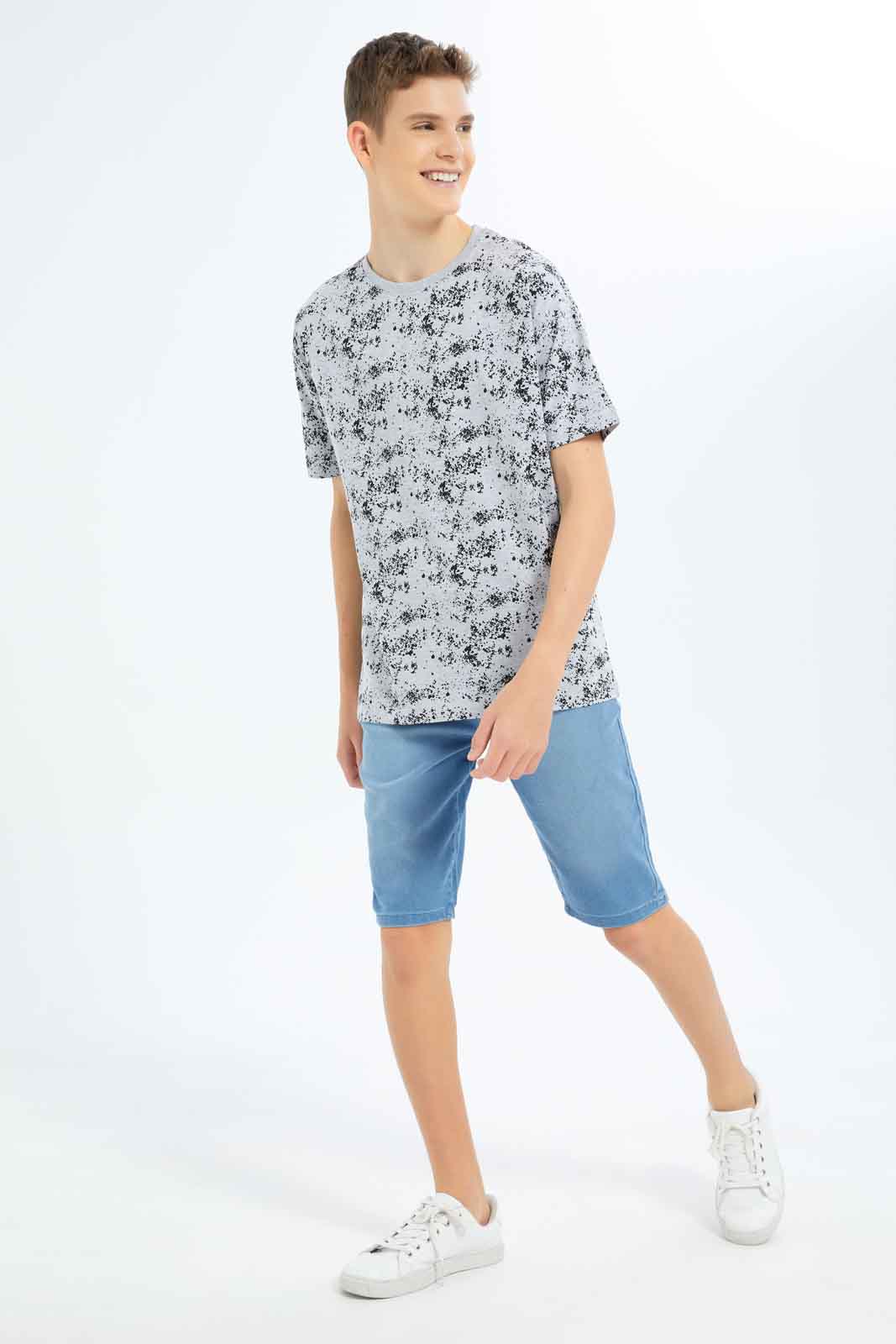 Redtag-Boys-Grey-Mel-Splatter-Print-Oversize-Tee-BSR-T-Shirts,-Category:T-Shirts,-Colour:Beige,-Deals:New-In,-Dept:Boys,-Filter:Senior-Boys-(8-to-14-Yrs),-New-In-BSR-APL,-Non-Sale,-S23B,-Section:Boys-(0-to-14Yrs),-VLM-Senior-Boys-9 to 14 Years