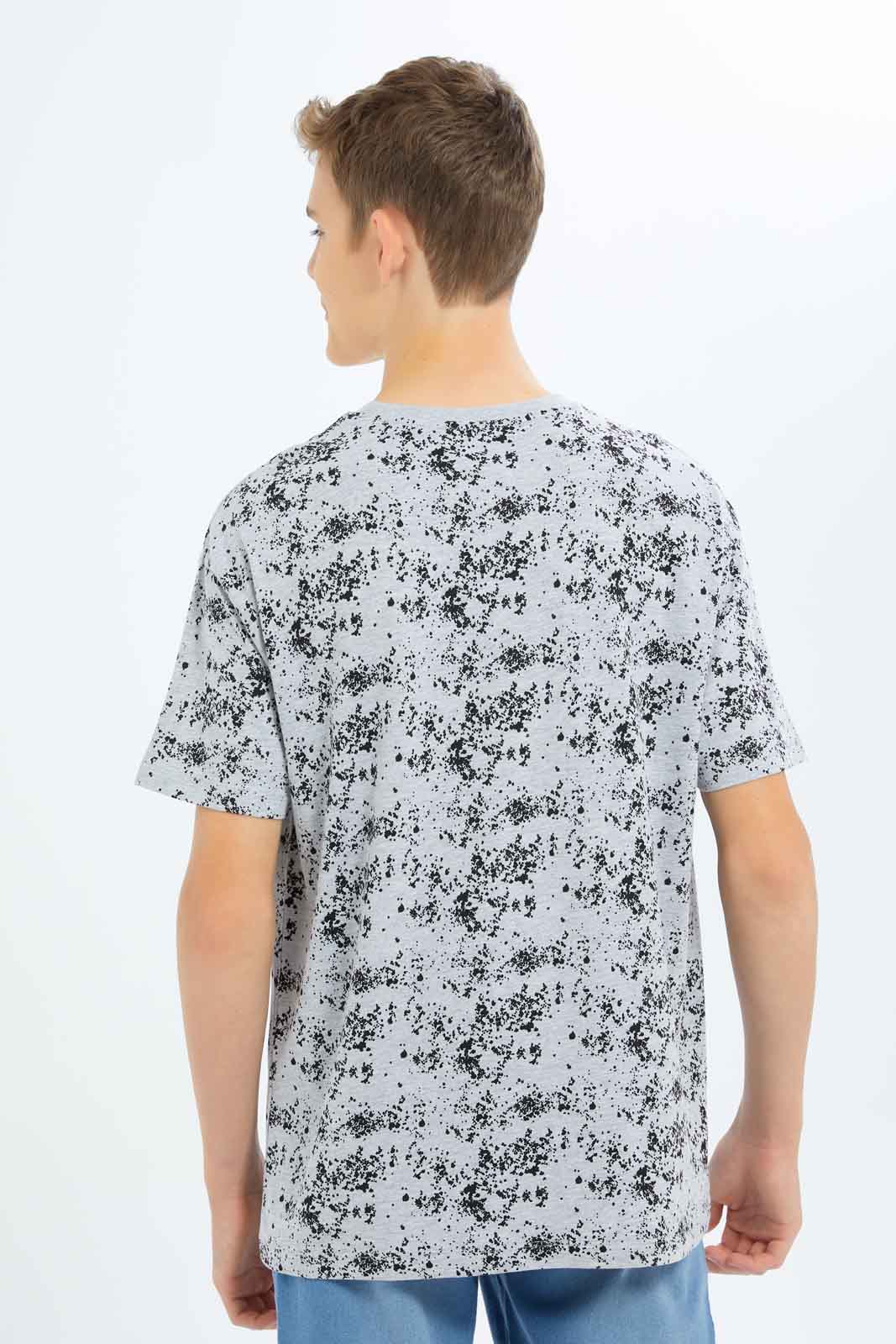 Redtag-Boys-Grey-Mel-Splatter-Print-Oversize-Tee-BSR-T-Shirts,-Category:T-Shirts,-Colour:Beige,-Deals:New-In,-Dept:Boys,-Filter:Senior-Boys-(8-to-14-Yrs),-New-In-BSR-APL,-Non-Sale,-S23B,-Section:Boys-(0-to-14Yrs),-VLM-Senior-Boys-9 to 14 Years