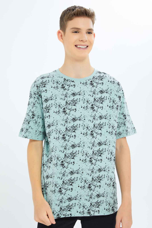 Redtag-Boys-Mint-Splatter-Print-Oversize-Tee-BSR-T-Shirts,-Category:T-Shirts,-Colour:Mint,-Deals:New-In,-Dept:Boys,-Filter:Senior-Boys-(8-to-14-Yrs),-New-In-BSR-APL,-Non-Sale,-S23B,-Section:Boys-(0-to-14Yrs),-VLM-Senior-Boys-9 to 14 Years