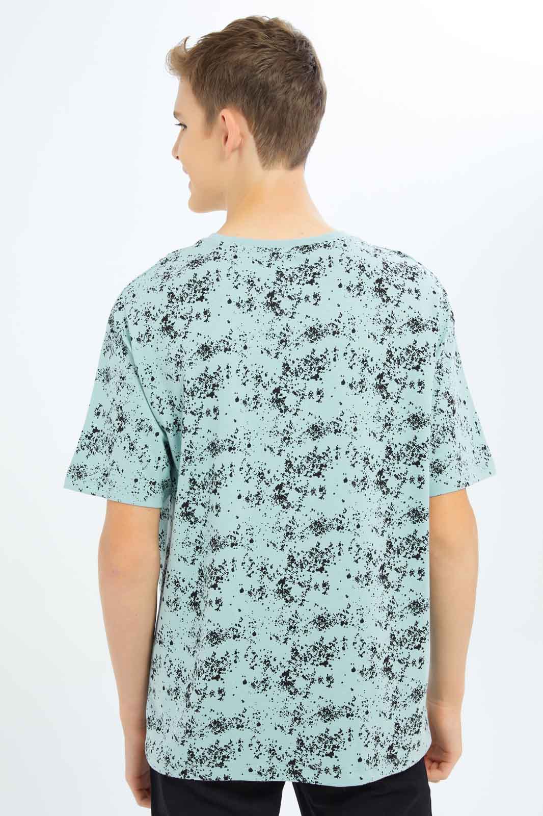 Redtag-Boys-Mint-Splatter-Print-Oversize-Tee-BSR-T-Shirts,-Category:T-Shirts,-Colour:Mint,-Deals:New-In,-Dept:Boys,-Filter:Senior-Boys-(8-to-14-Yrs),-New-In-BSR-APL,-Non-Sale,-S23B,-Section:Boys-(0-to-14Yrs),-VLM-Senior-Boys-9 to 14 Years