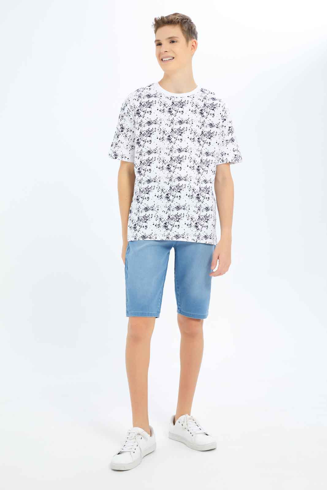Redtag-Boys-White-Splatter-Print-Oversize-Tee-BSR-T-Shirts,-Category:T-Shirts,-Colour:White,-Deals:New-In,-Dept:Boys,-Filter:Senior-Boys-(8-to-14-Yrs),-New-In-BSR-APL,-Non-Sale,-S23B,-Section:Boys-(0-to-14Yrs),-VLM-Senior-Boys-9 to 14 Years