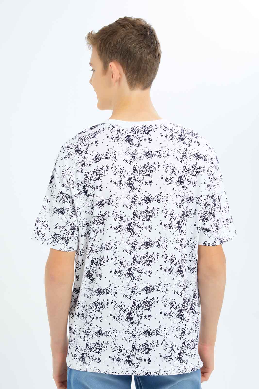 Redtag-Boys-White-Splatter-Print-Oversize-Tee-BSR-T-Shirts,-Category:T-Shirts,-Colour:White,-Deals:New-In,-Dept:Boys,-Filter:Senior-Boys-(8-to-14-Yrs),-New-In-BSR-APL,-Non-Sale,-S23B,-Section:Boys-(0-to-14Yrs),-VLM-Senior-Boys-9 to 14 Years