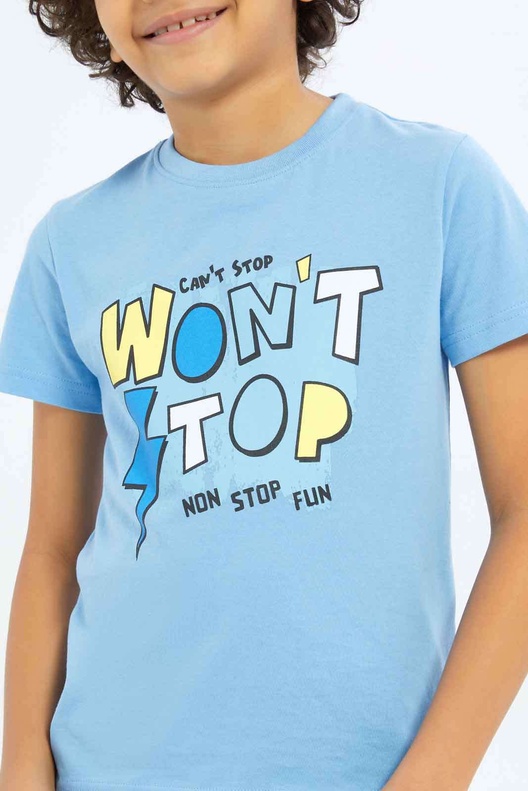Redtag-Boys-Blue-Short-Sleeve-Graphic-T-Shirt-BOY-T-Shirts,-Category:T-Shirts,-Colour:Blue,-Deals:New-In,-Dept:Boys,-Filter:Boys-(2-to-8-Yrs),-New-In-BOY-APL,-Non-Sale,-S23B,-Section:Boys-(0-to-14Yrs),-TBL-Boys-2 to 8 Years