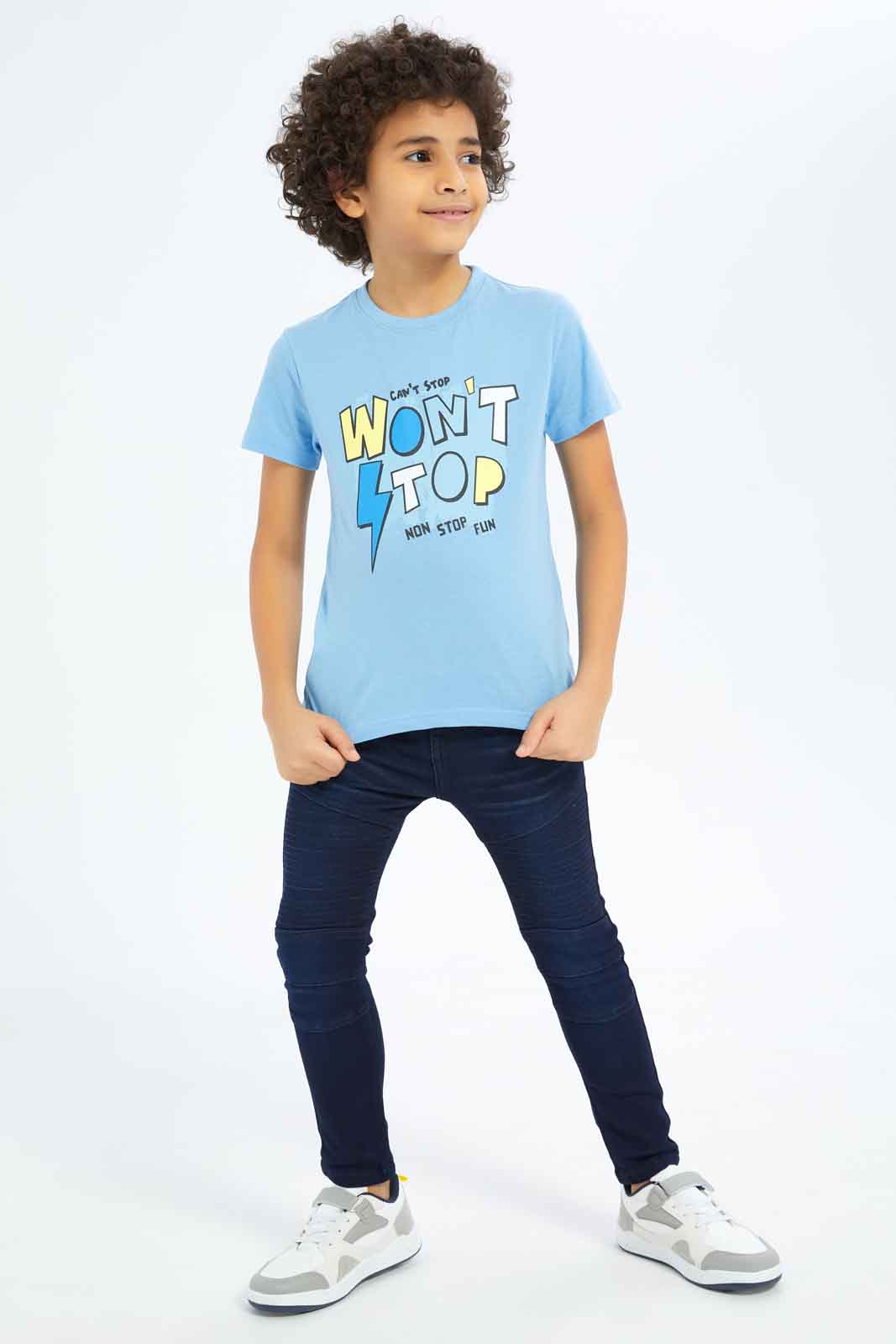 Redtag-Boys-Blue-Short-Sleeve-Graphic-T-Shirt-BOY-T-Shirts,-Category:T-Shirts,-Colour:Blue,-Deals:New-In,-Dept:Boys,-Filter:Boys-(2-to-8-Yrs),-New-In-BOY-APL,-Non-Sale,-S23B,-Section:Boys-(0-to-14Yrs),-TBL-Boys-2 to 8 Years
