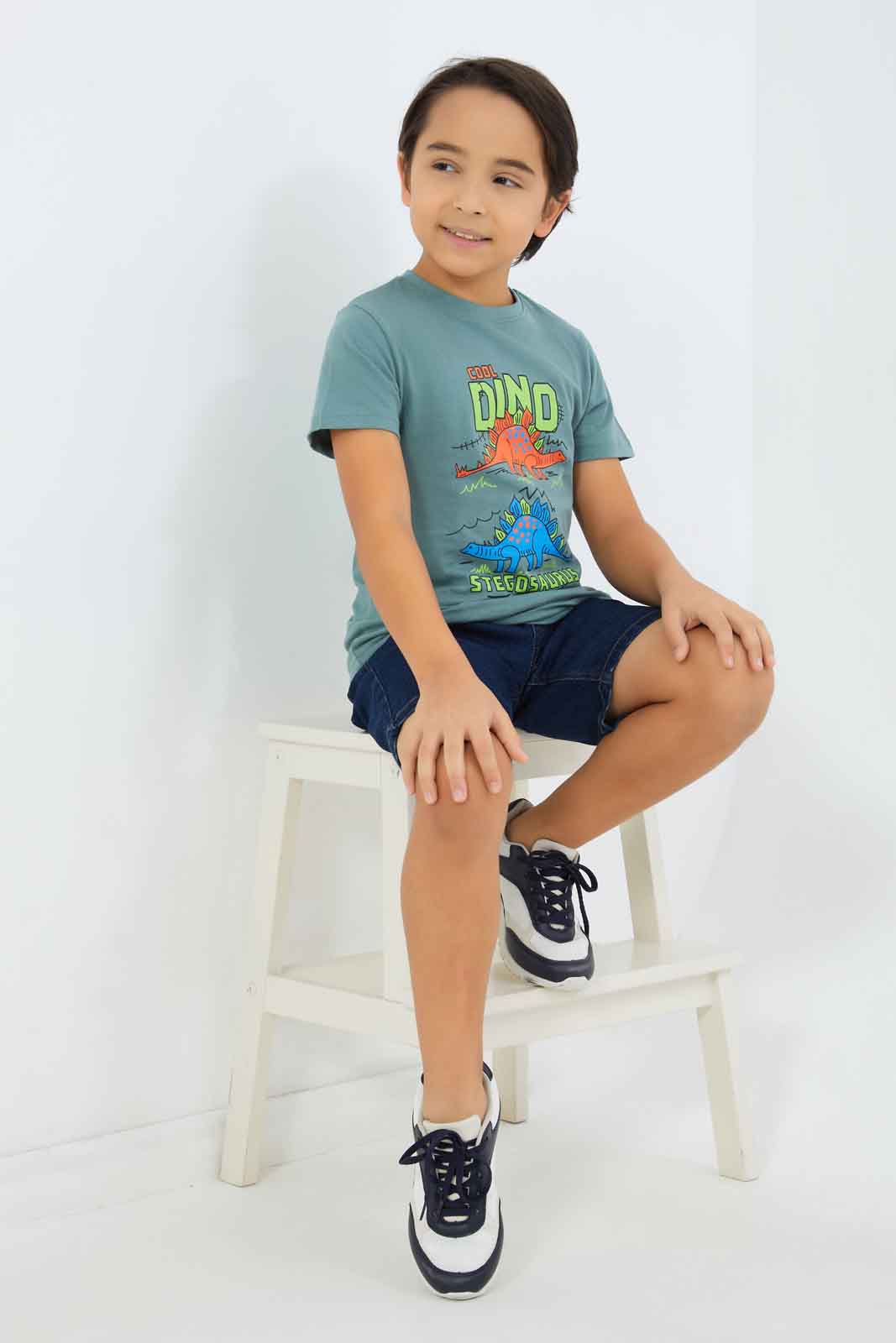 Redtag-Boys-Blue-Dino-Short-Sleeve-Graphic-T-Shirt-BOY-T-Shirts,-Category:T-Shirts,-Colour:Blue,-Deals:New-In,-Dept:Boys,-Filter:Boys-(2-to-8-Yrs),-New-In-BOY-APL,-Non-Sale,-S23B,-Section:Boys-(0-to-14Yrs),-TBL-Boys-2 to 8 Years
