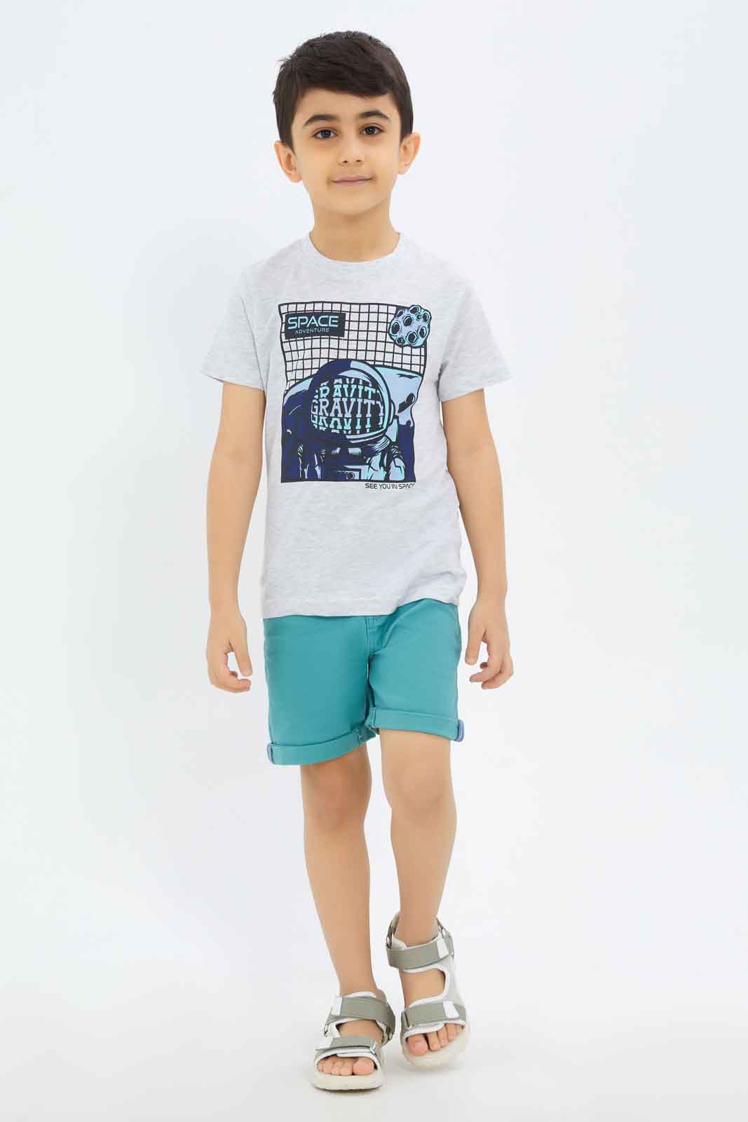 Redtag-Boys-Grey-Mel-Space-Short-Sleeve-Graphic-T-Shirt-BOY-T-Shirts,-Category:T-Shirts,-Colour:Grey,-Deals:New-In,-Dept:Boys,-Filter:Boys-(2-to-8-Yrs),-New-In-BOY-APL,-Non-Sale,-S23B,-Section:Boys-(0-to-14Yrs),-TBL-Boys-2 to 8 Years