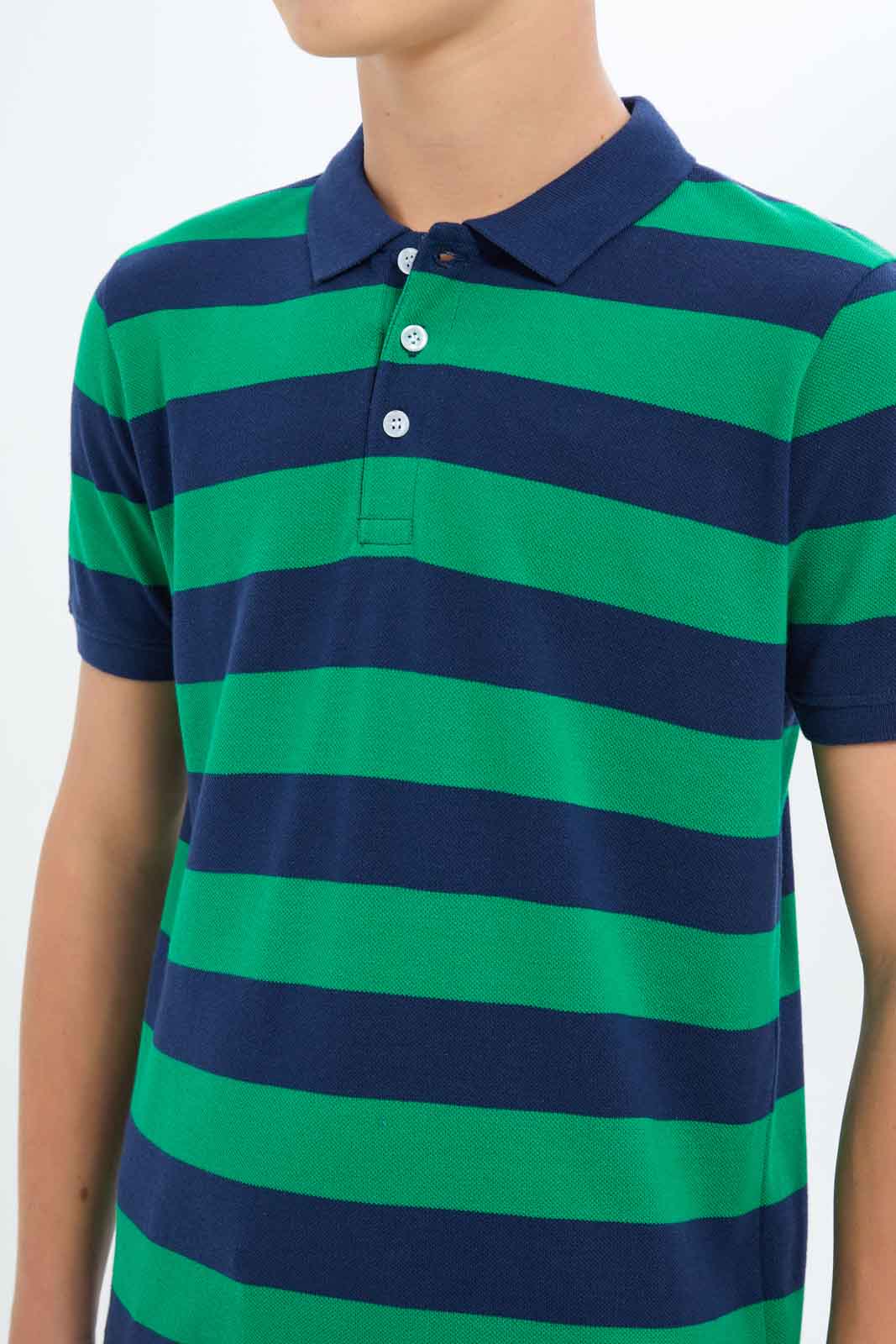 Redtag-Boys-Green/Navy-Stripe-Polo-Tee-BSR-Polo-T-Shirts,-Category:Polo-T-Shirts,-Colour:Assorted,-Deals:New-In,-Dept:Boys,-Filter:Senior-Boys-(8-to-14-Yrs),-New-In-BSR-APL,-Non-Sale,-S23A,-Section:Boys-(0-to-14Yrs)-Senior-Boys-9 to 14 Years