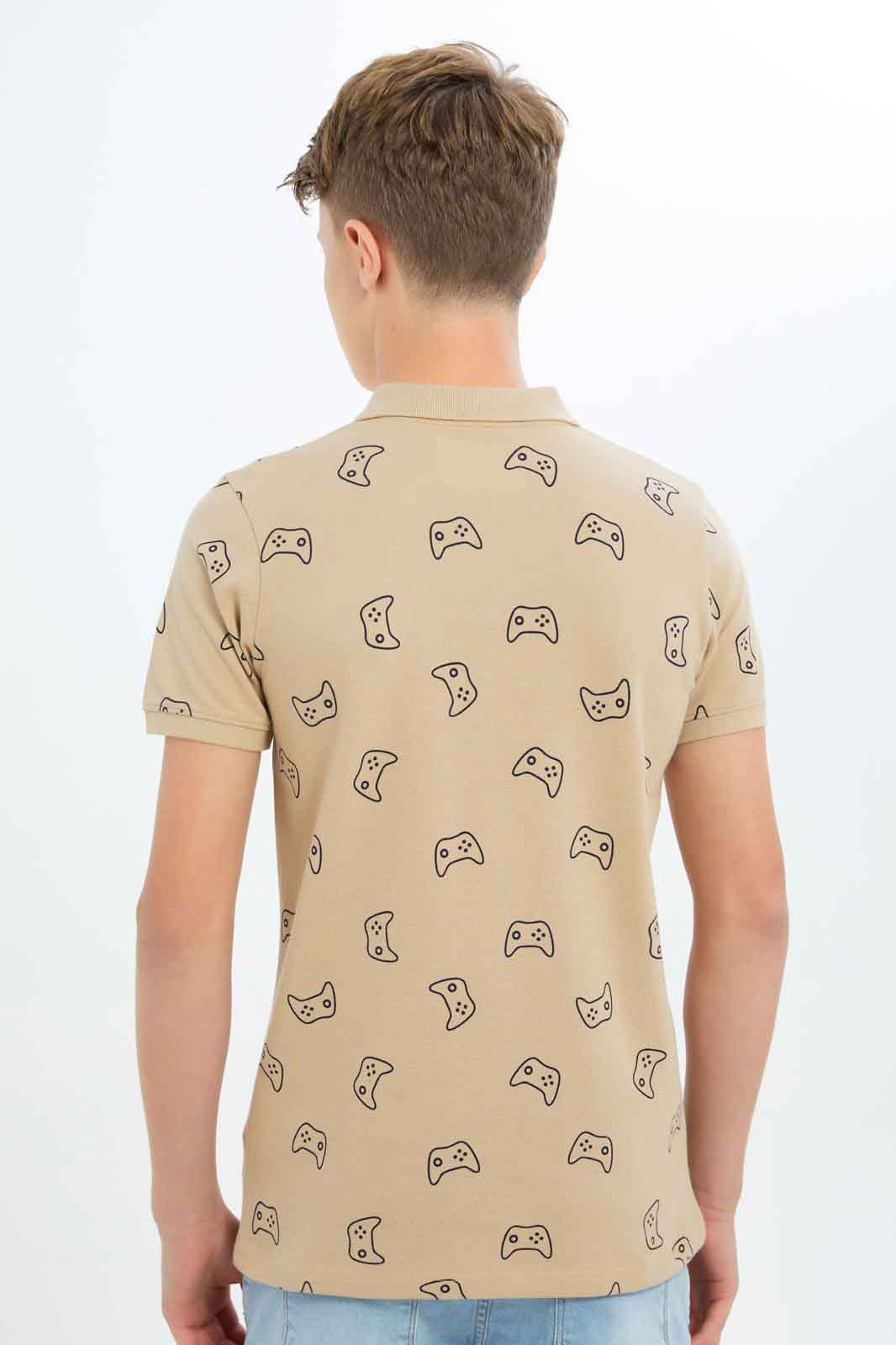 Redtag-Boys-Beige-Aop-Polo-Tee-BSR-Polo-T-Shirts,-Category:Polo-T-Shirts,-Colour:Beige,-Deals:New-In,-Dept:Boys,-Filter:Senior-Boys-(8-to-14-Yrs),-New-In-BSR-APL,-Non-Sale,-S23A,-Section:Boys-(0-to-14Yrs)-Senior-Boys-9 to 14 Years
