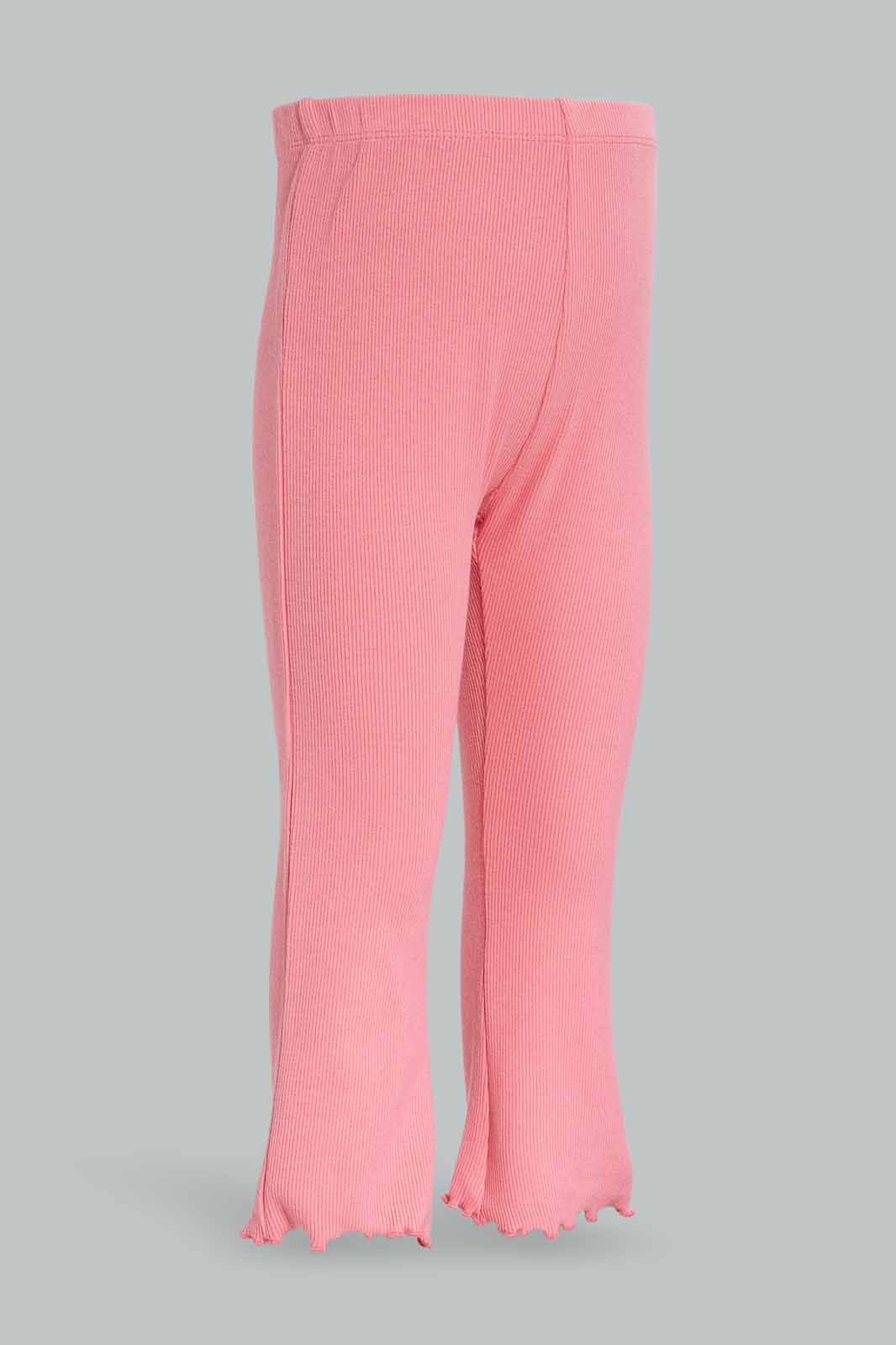 Redtag-Girls-Peach-Bell-Bottom-Ribbed-Trouser-Category:Trousers,-Colour:Orange,-Deals:New-In,-Dept:Girls,-Filter:Infant-Girls-(3-to-24-Mths),-ING-Trousers,-New-In-ING-APL,-Non-Sale,-S23A,-Section:Girls-(0-to-14Yrs)-Infant-Girls-3 to 24 Months