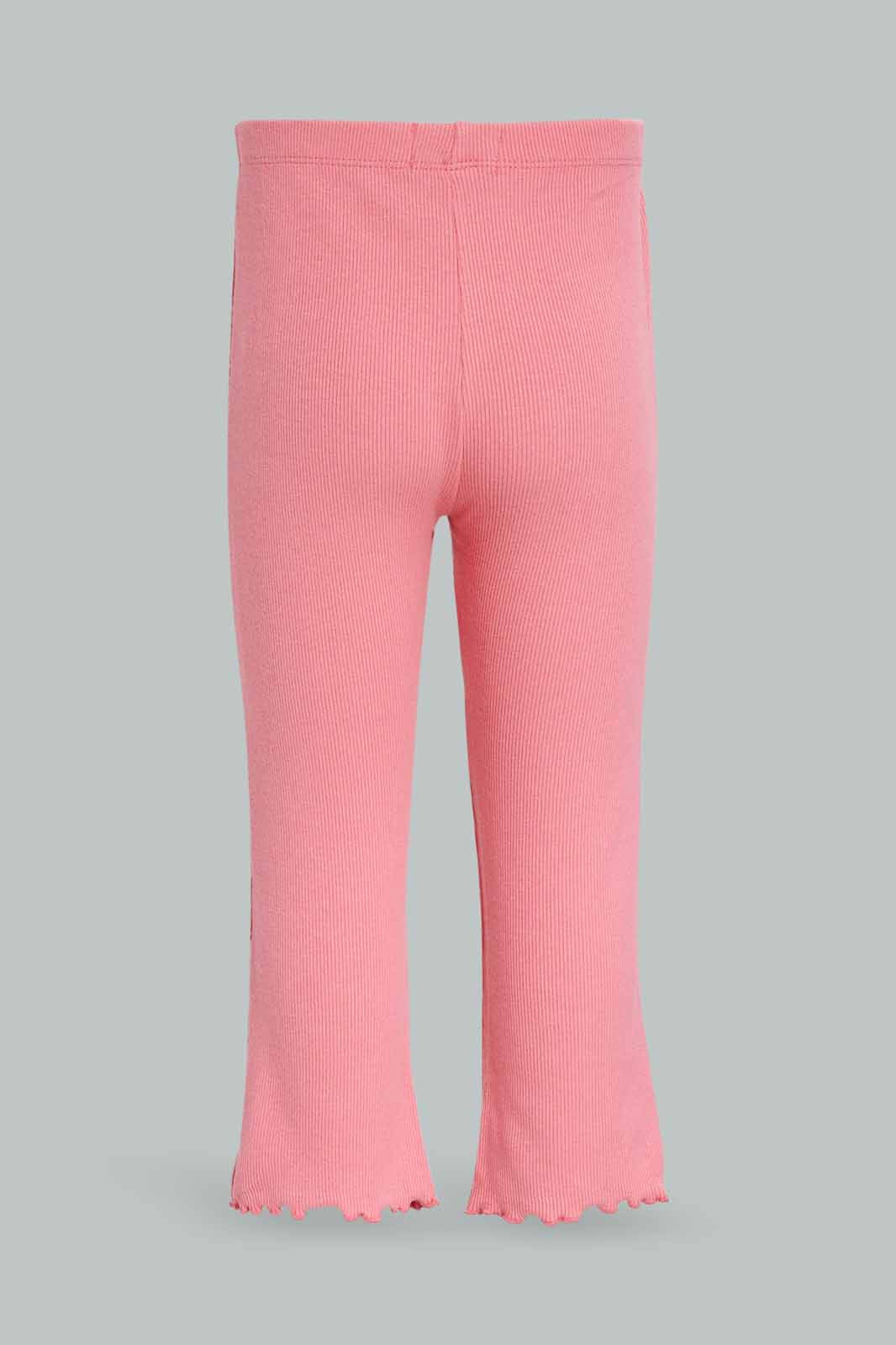 Redtag-Girls-Peach-Bell-Bottom-Ribbed-Trouser-Category:Trousers,-Colour:Orange,-Deals:New-In,-Dept:Girls,-Filter:Infant-Girls-(3-to-24-Mths),-ING-Trousers,-New-In-ING-APL,-Non-Sale,-S23A,-Section:Girls-(0-to-14Yrs)-Infant-Girls-3 to 24 Months